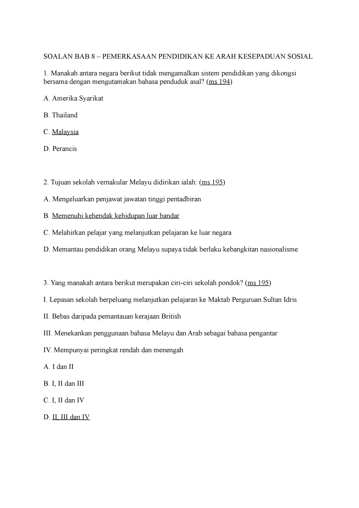 HE Q A BAB 08 - SOALAN BAB 8 PEMERKASAAN PENDIDIKAN KE ARAH 