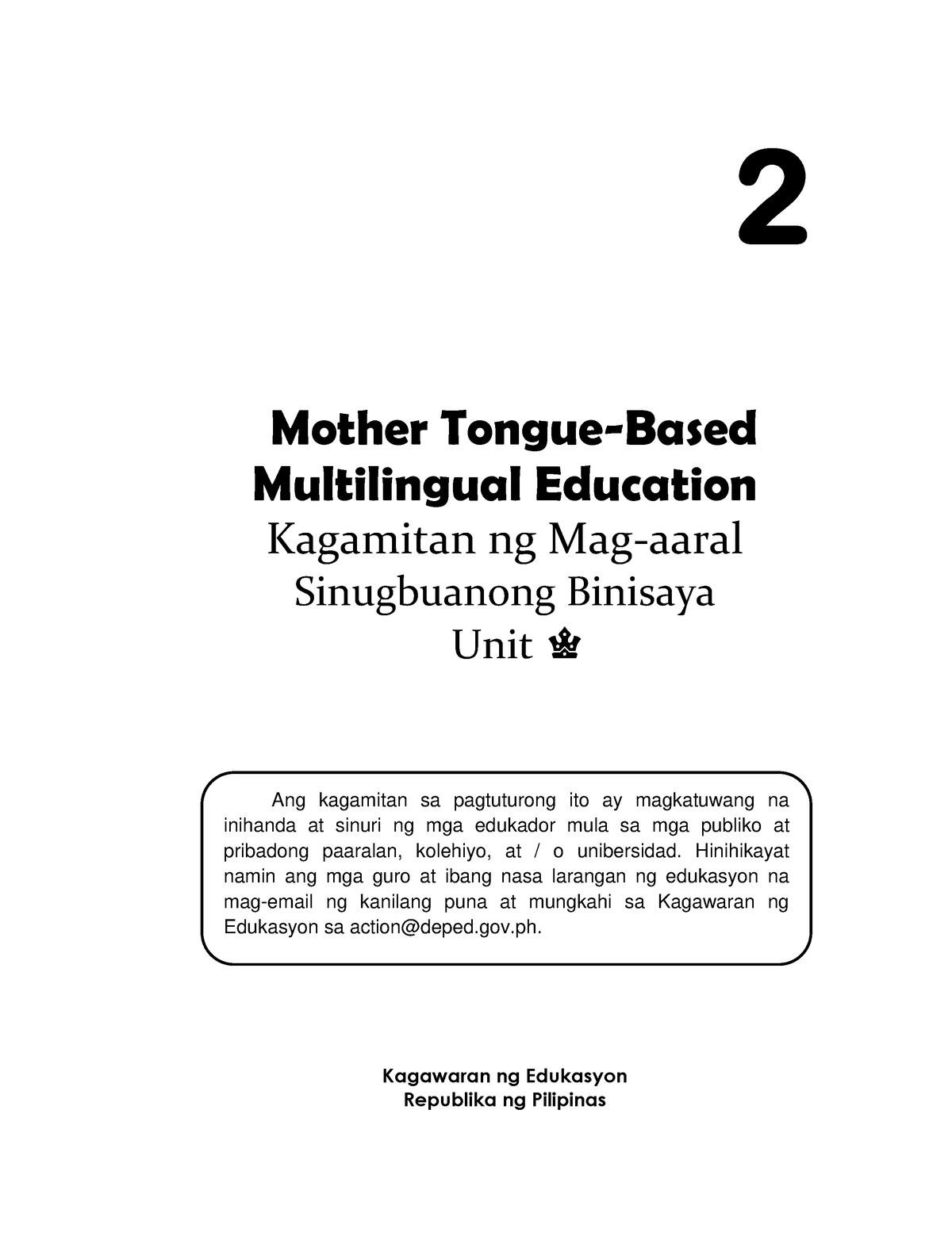 Grade 2 Learners Material Sinugbuanong Binisaya Unit 2 I Mother Tongue Based Multilingual 7177