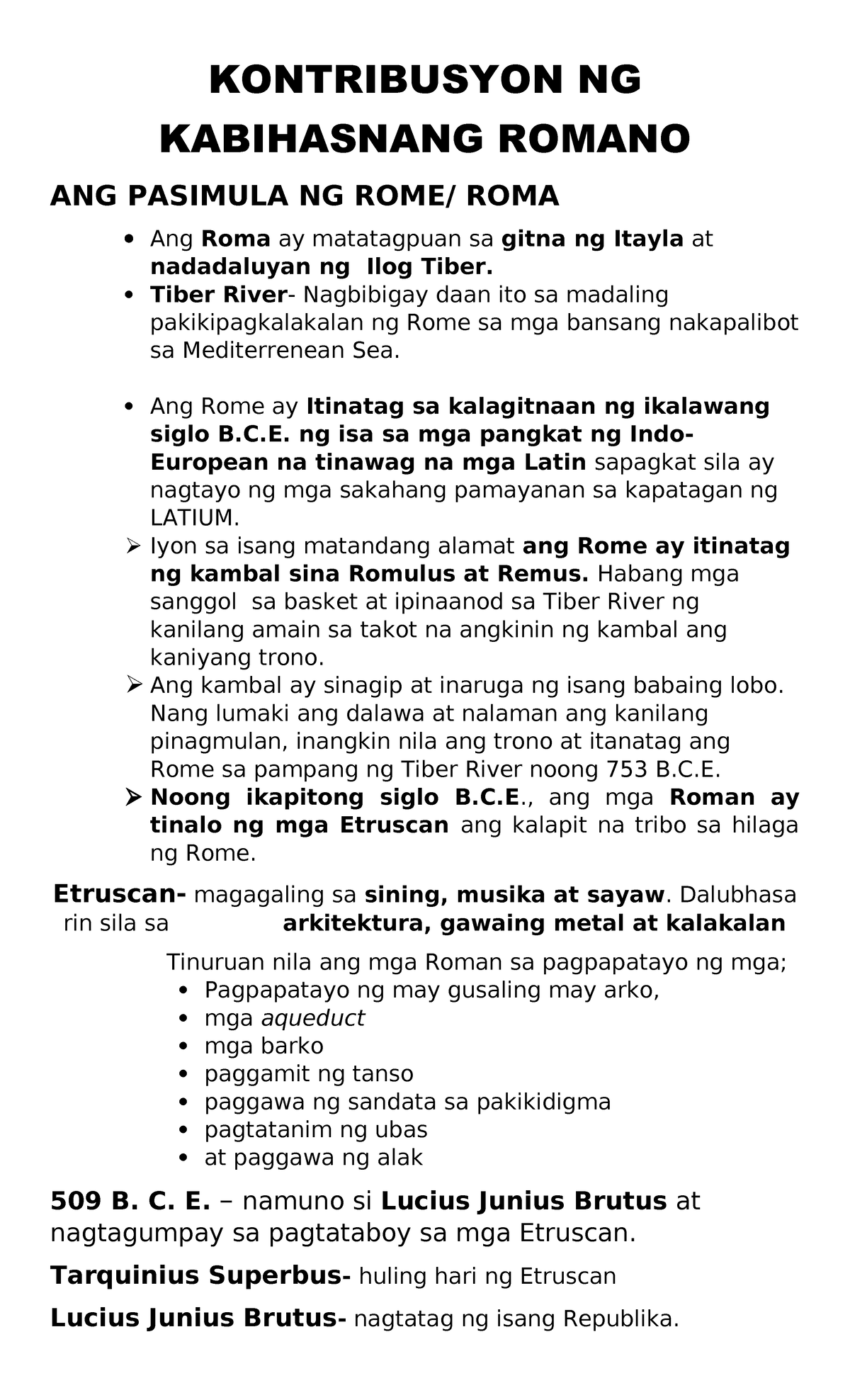 Kontribusyon Ng Kabihasnang Romano - Kontribusyon Ng Kabihasnang Romano 