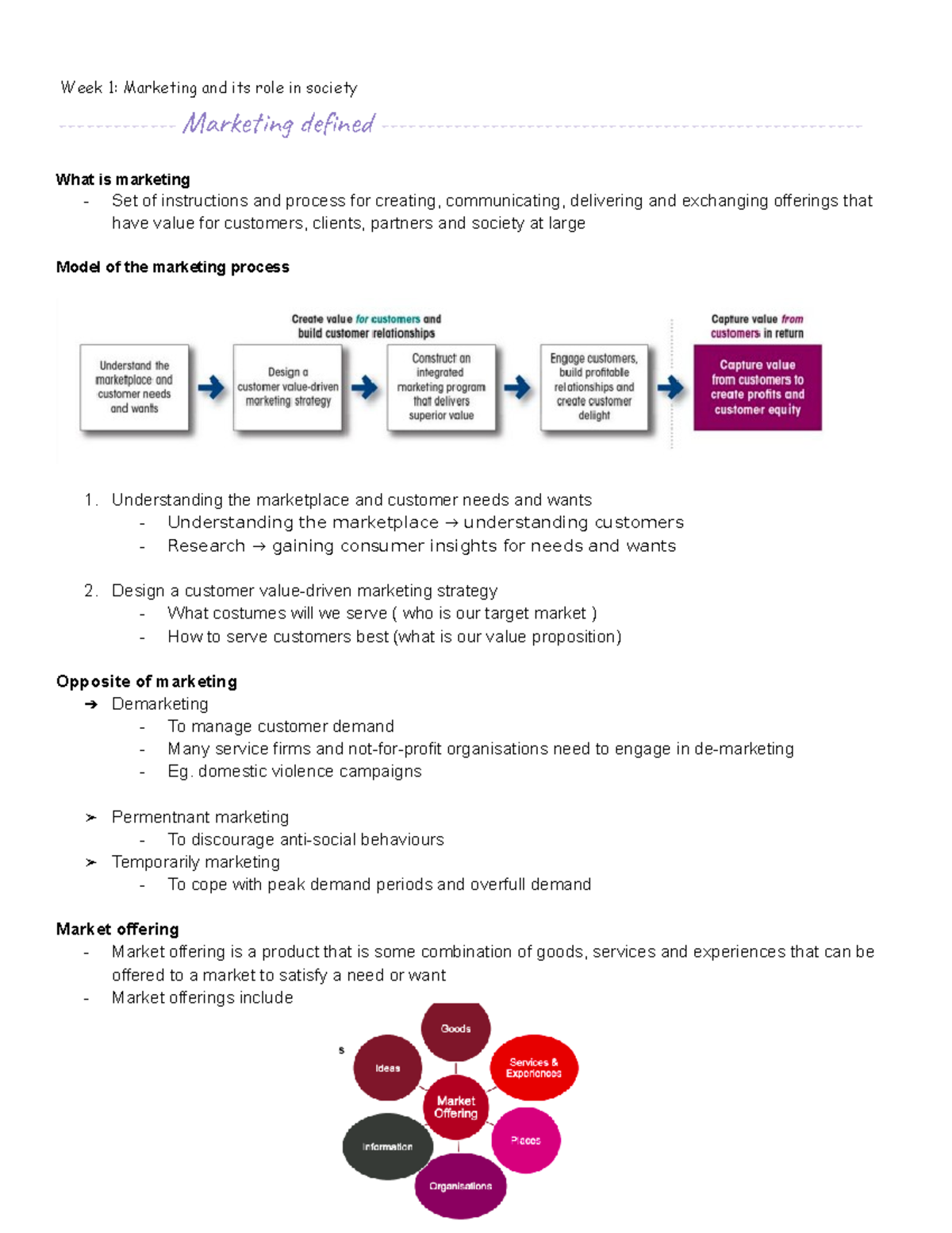 MKTG1001 - Lecture notes - Week 1: Marketing and its role in society ...