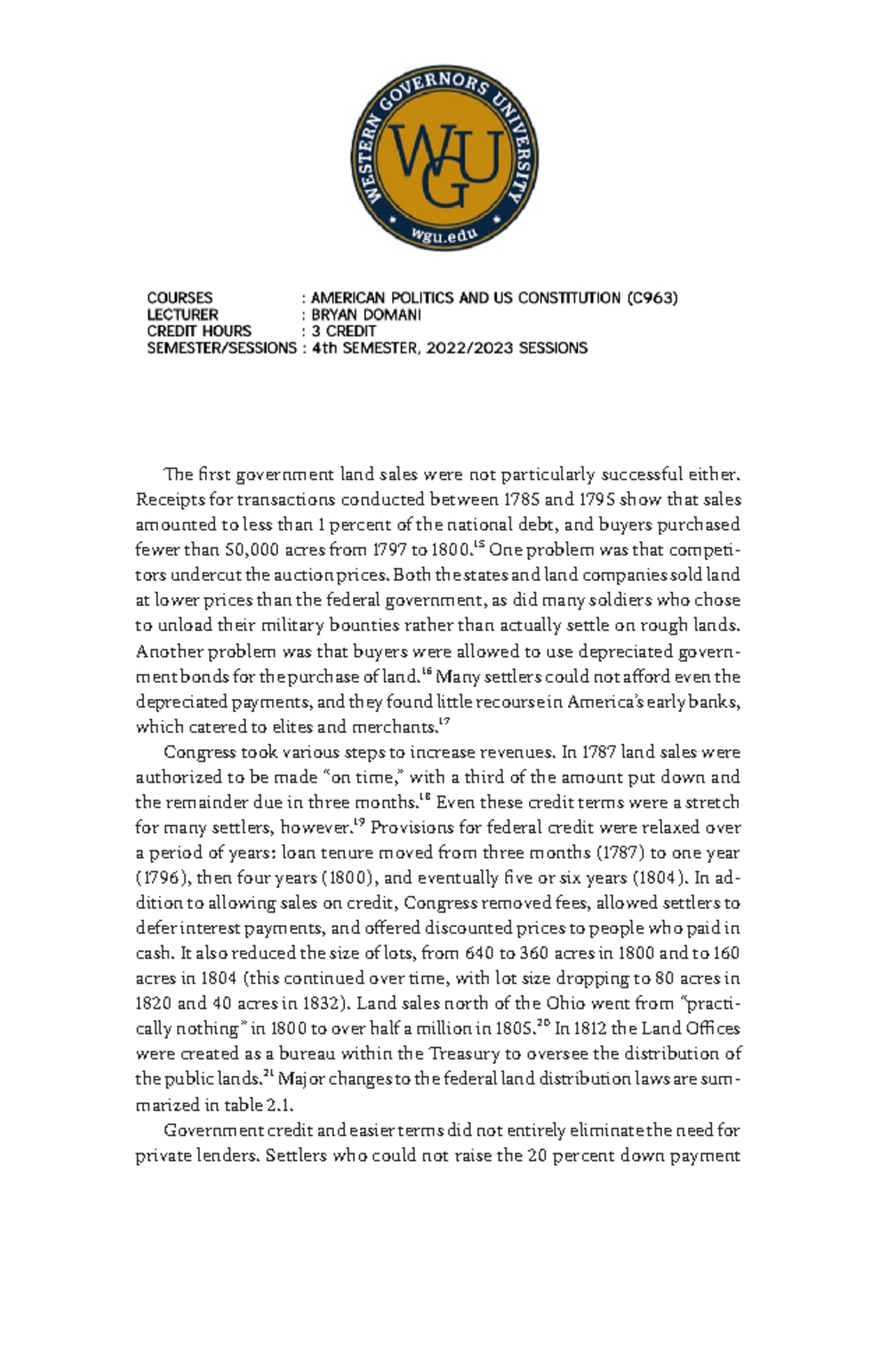 C963- Western Governor University- American Politics AND US ...