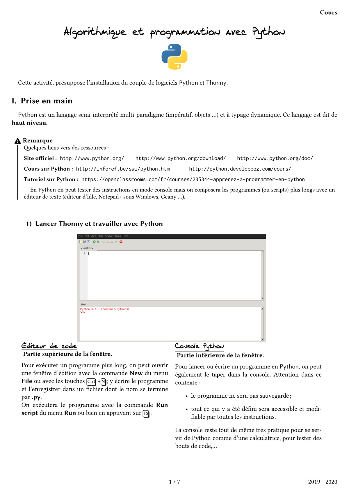 Python - Algorithmique Avec Python - Cours Algorithmique Et ...