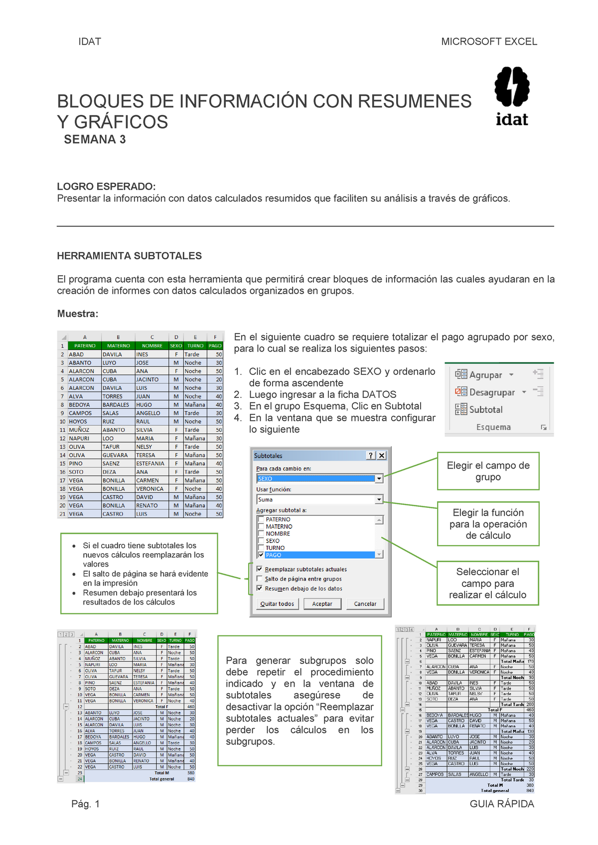 Excel Básico Guia Sem4 - Apuntes B - BLOQUES DE INFORMACIÓN CON ...