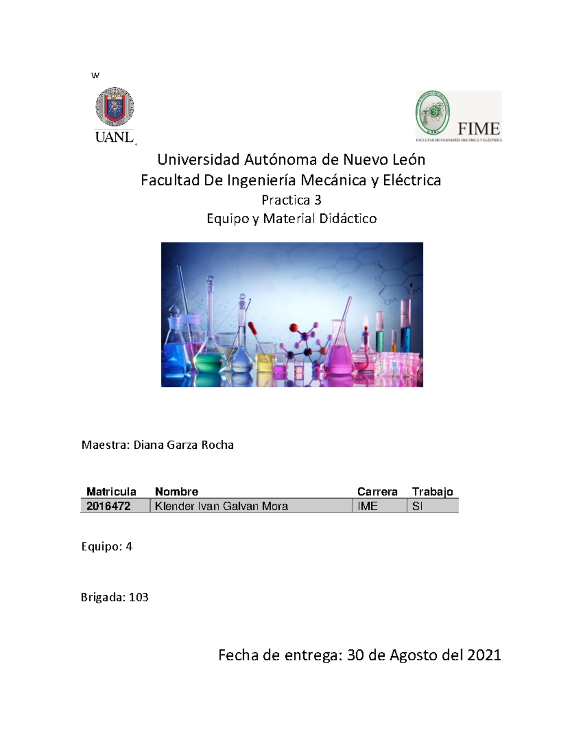 Practica 3 Quimica - actividad de 100 - w Universidad AutÛnoma de Nuevo ...