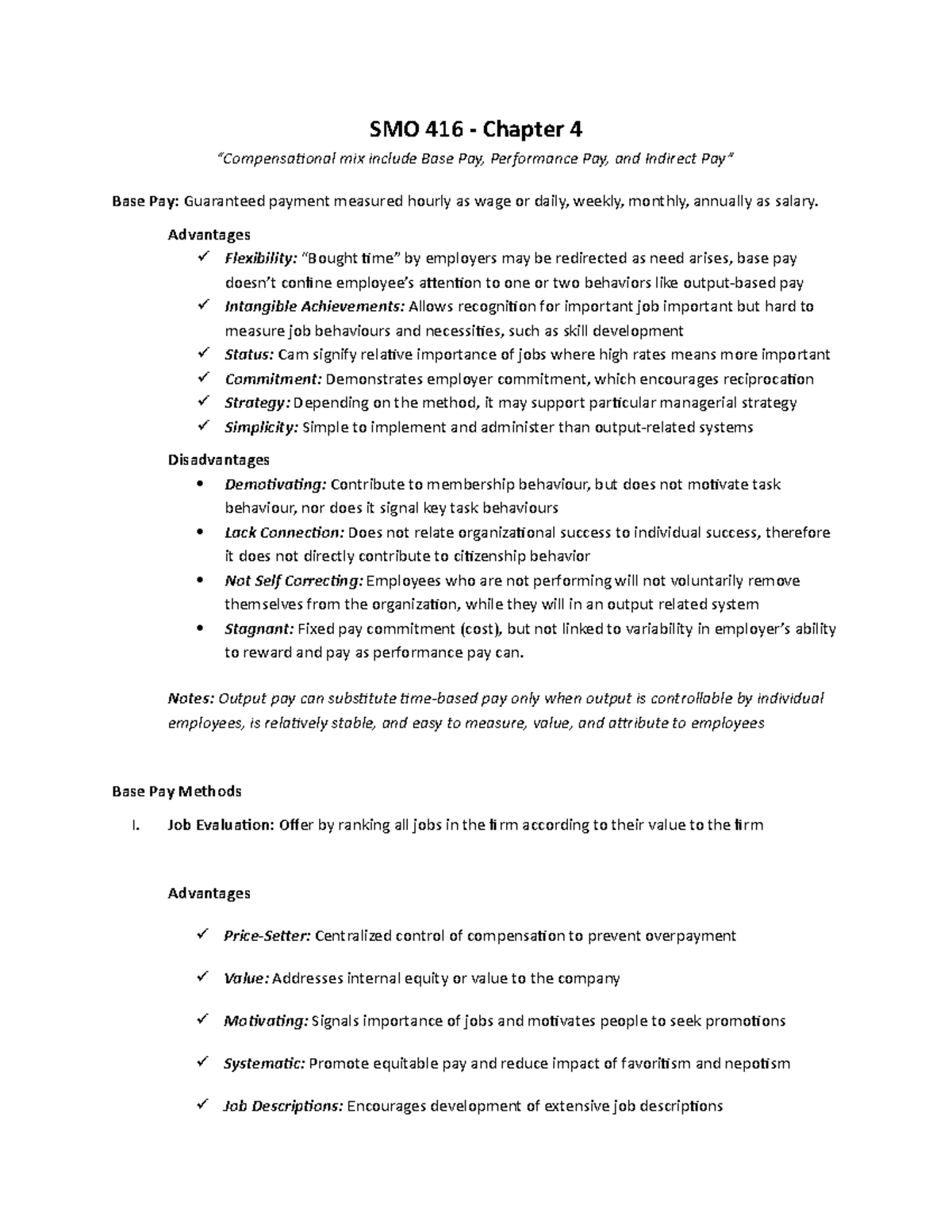 SMO 416 - Chapter 4 - Summary Performance Management and Rewards - SMO ...
