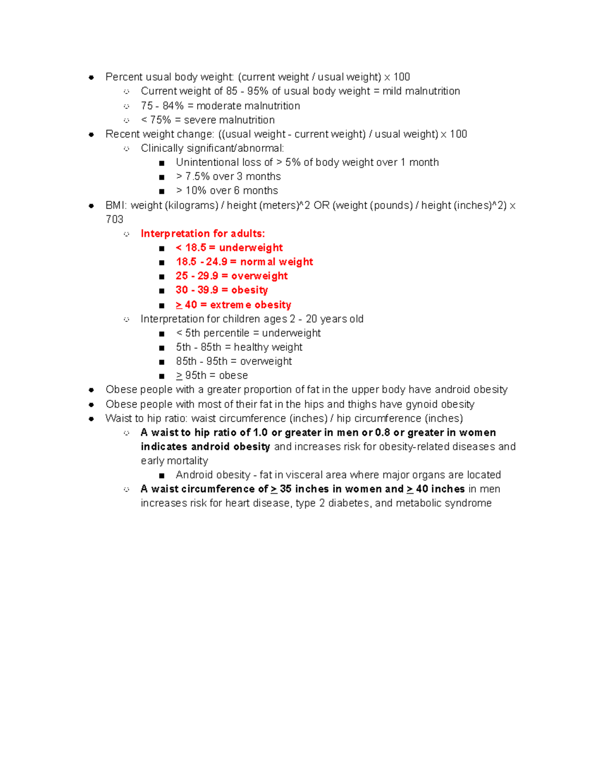 Chapter 11: Nutrition Assessment (Anthropometric Measurements ...