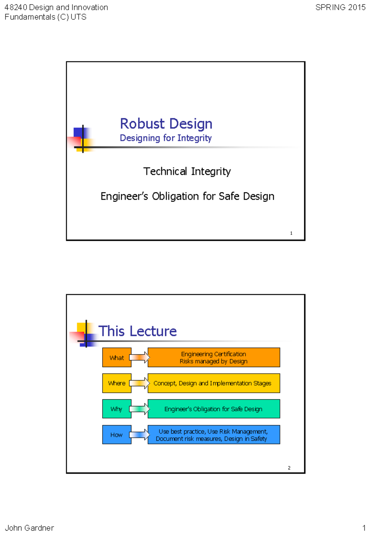 3Lecture 6A.2 Robust Design Autumn 2016 - Online ONLY - 48240 Design ...