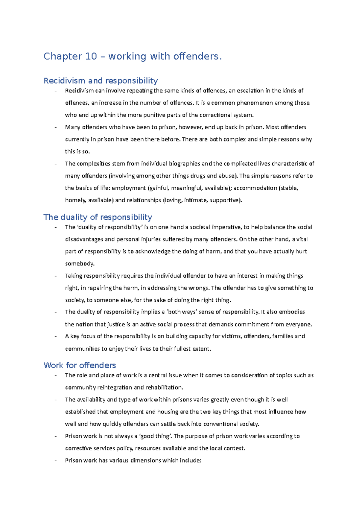Chapter 10 – working with offenders - Chapter 10 – working with ...