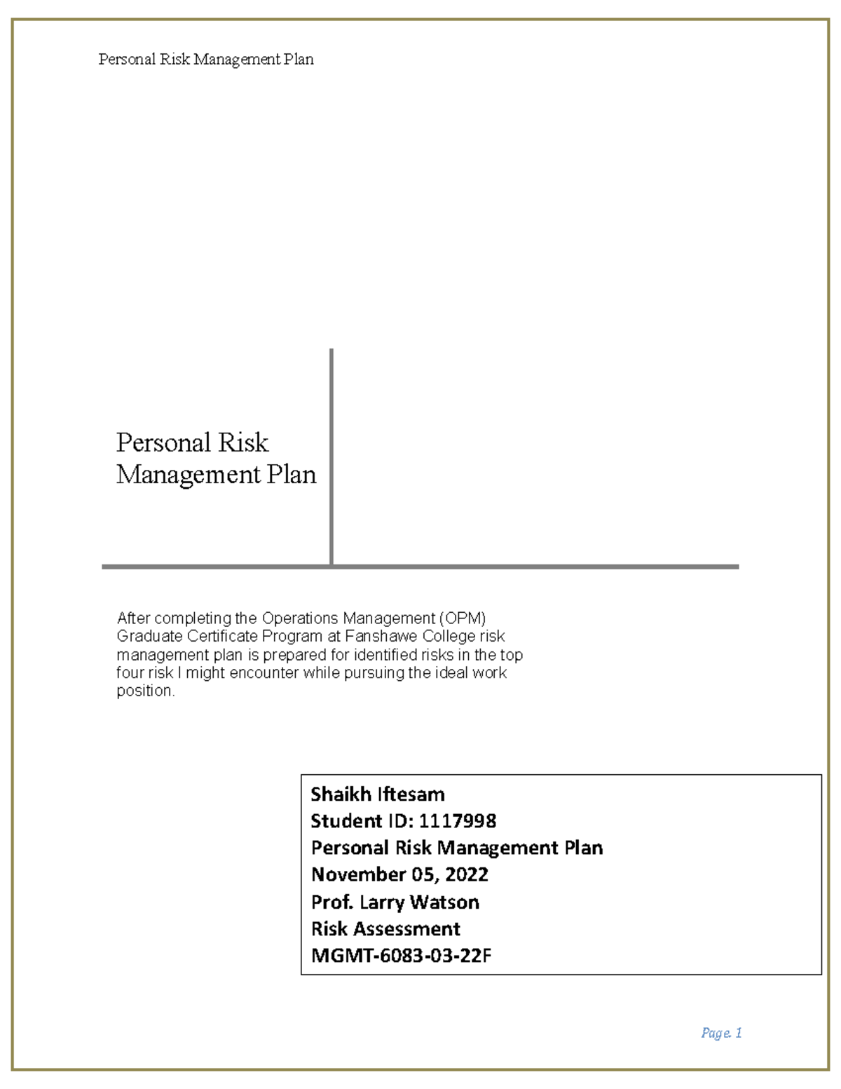 Personal Assignment - Copy - Shaikh Iftesam Student ID: 1117998 ...