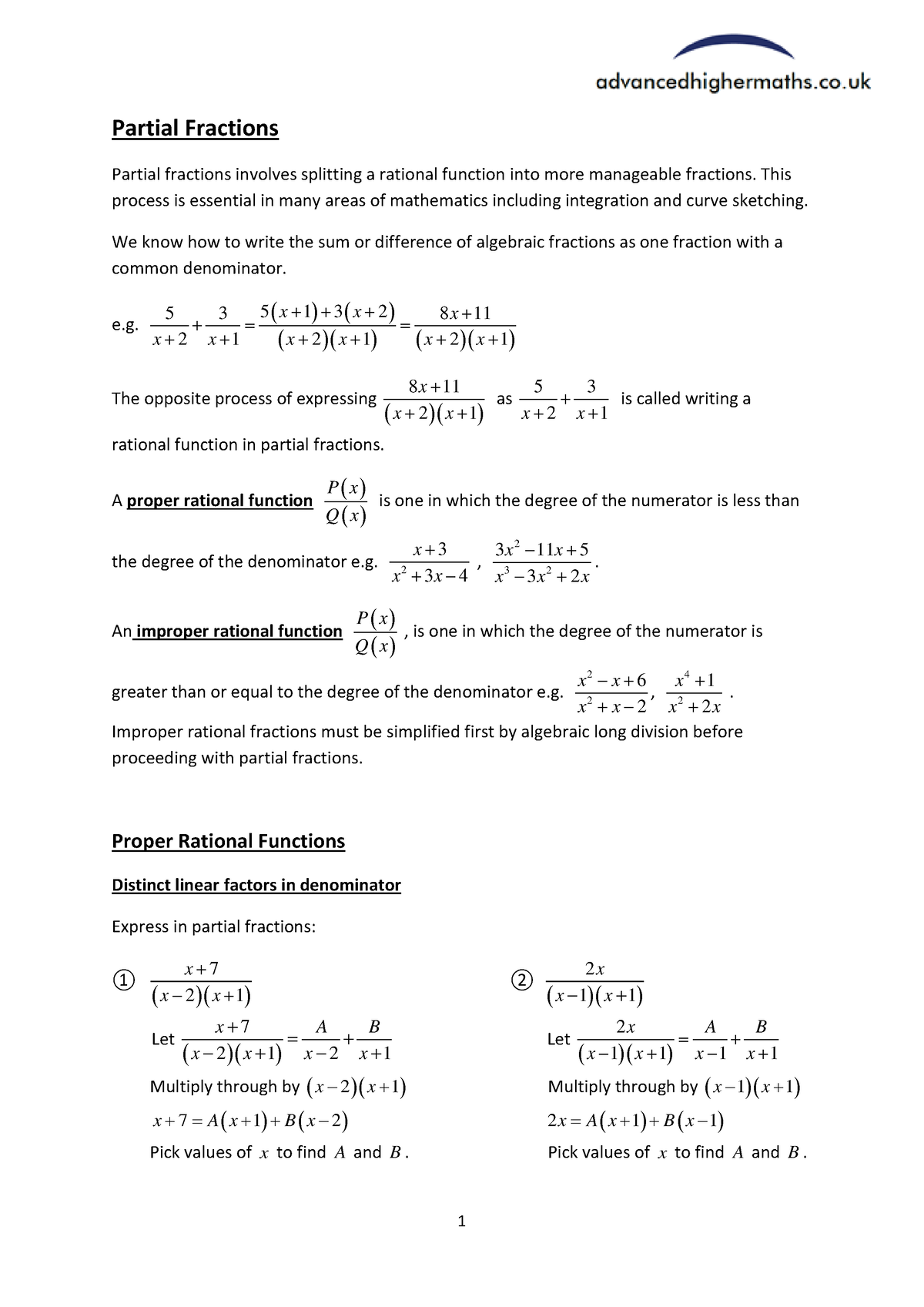 Partial-Fractions-2 - notes - Partial Fractions Partial fractions ...