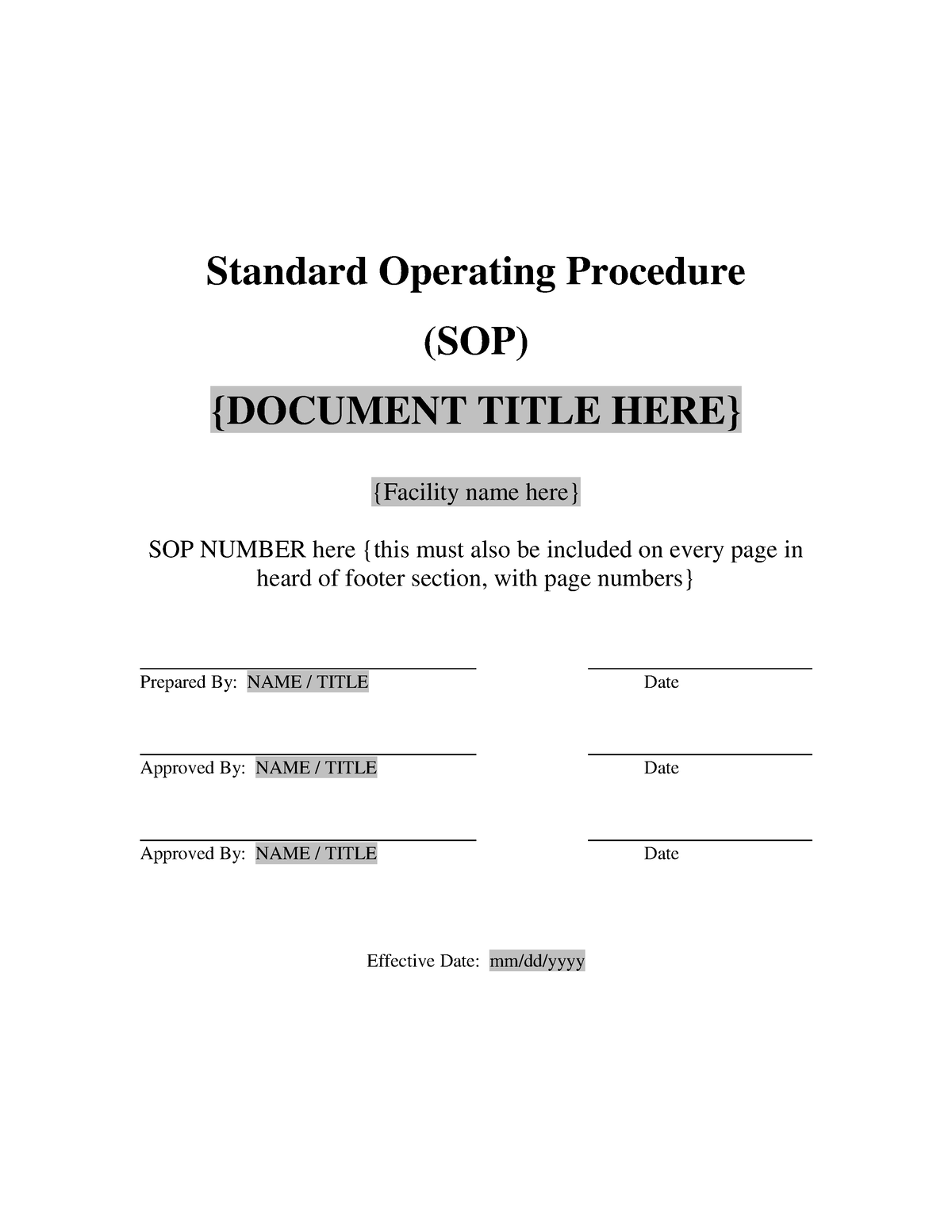 General Sop Template Final - Standard Operating Procedure (sop 