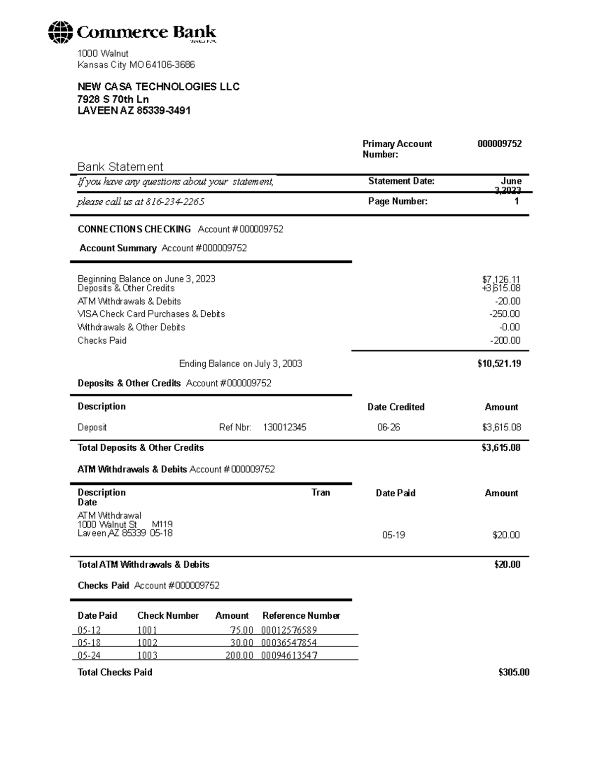 Bank statement template 17 - FIN134 - UCF - Studocu