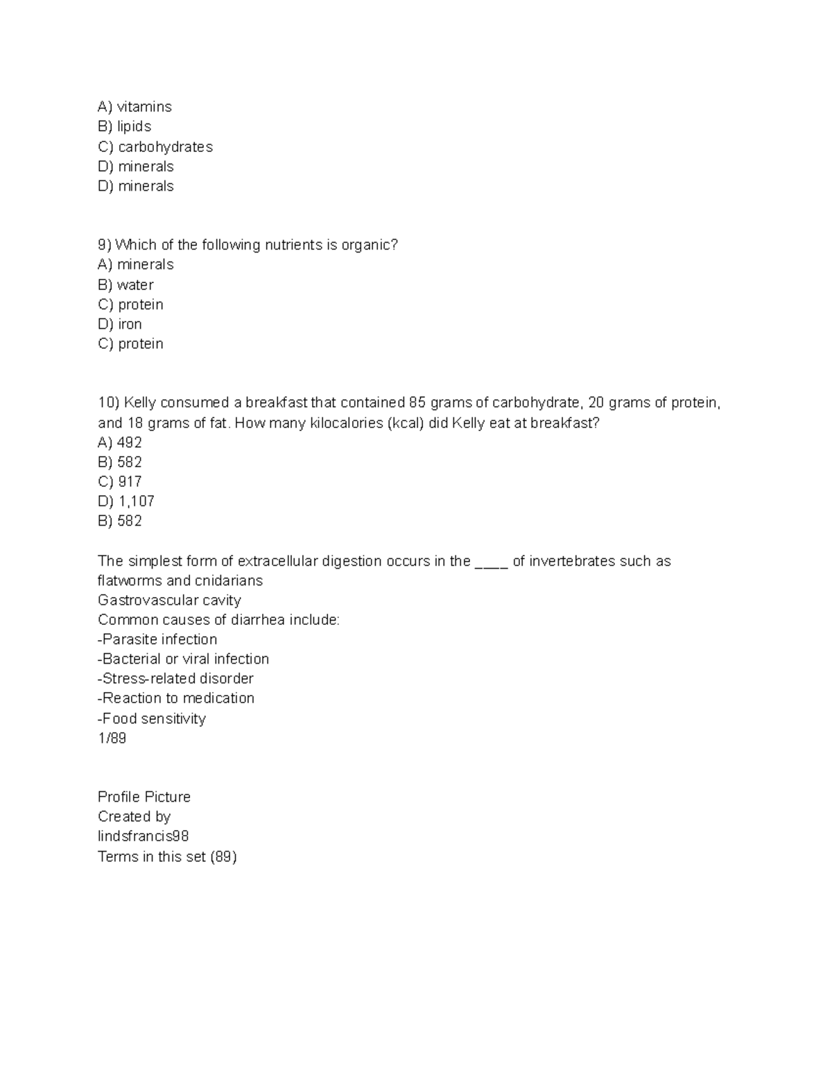 Lecture Notes For Exam Practice Chapter 2 - A) Vitamins B) Lipids C ...