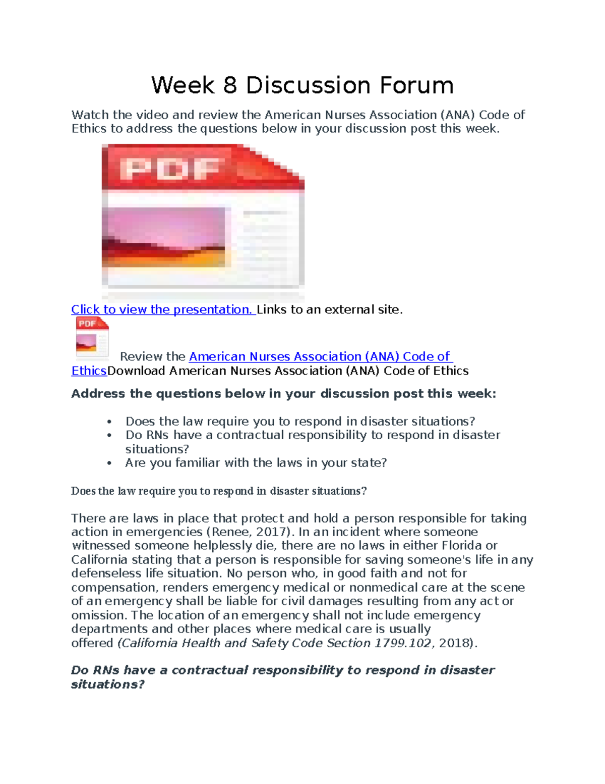 Week 8 Discussion Forum - Week 8 Discussion Forum Watch the video and ...