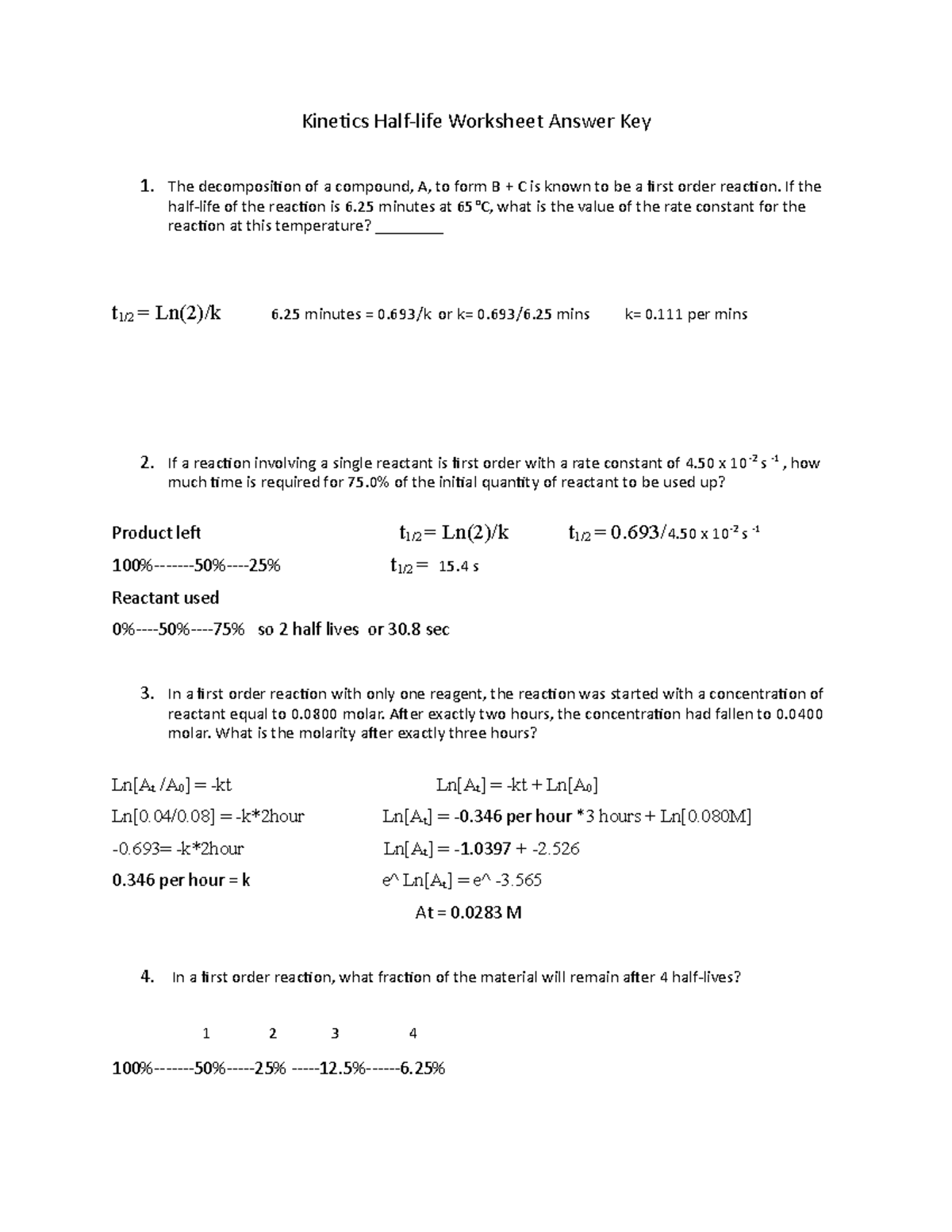 half life worksheet key Halflife Worksheet Answer Key 1. The