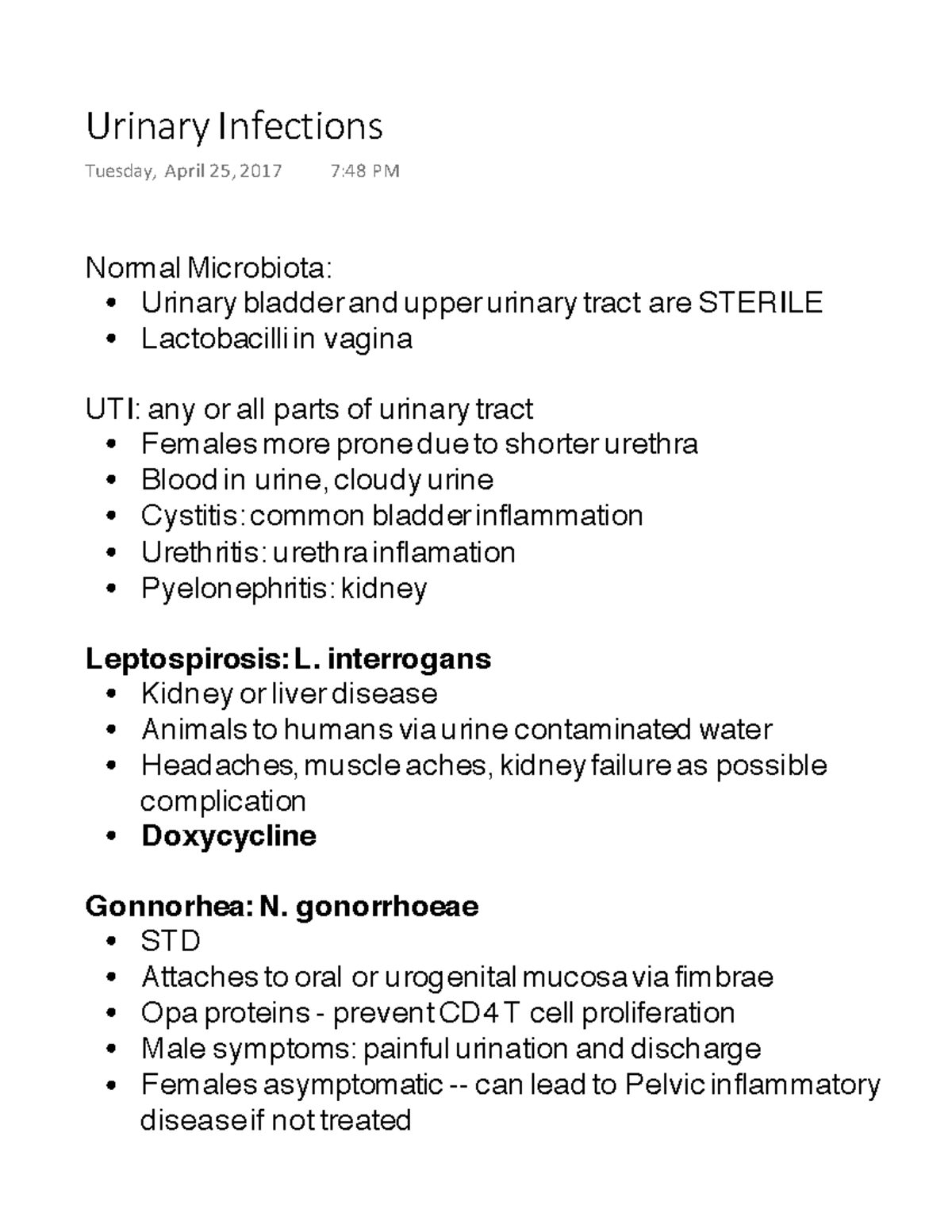 BIO 307 Urinary Infections - Urinary Infections Tuesday, April 25, 2017 ...