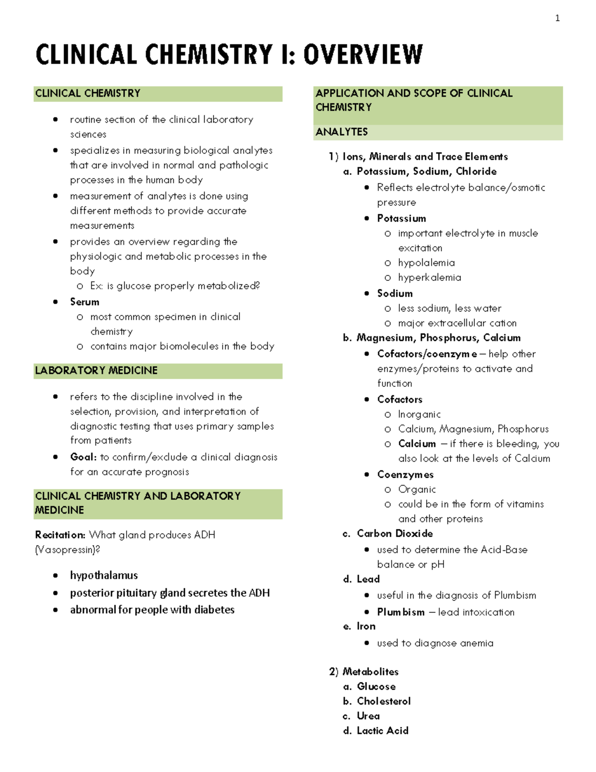 1 Overview - 1 Property of: P. Gusilatar & R. Lapuz CLINICAL CHEMISTRY ...