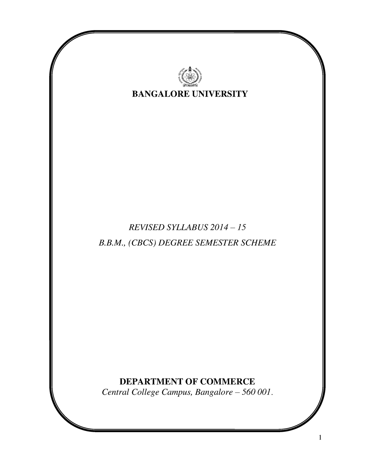 Syllabus For 2014-15 BBA Batch - BANGALORE UNIVERSITY REVISED SYLLABUS ...