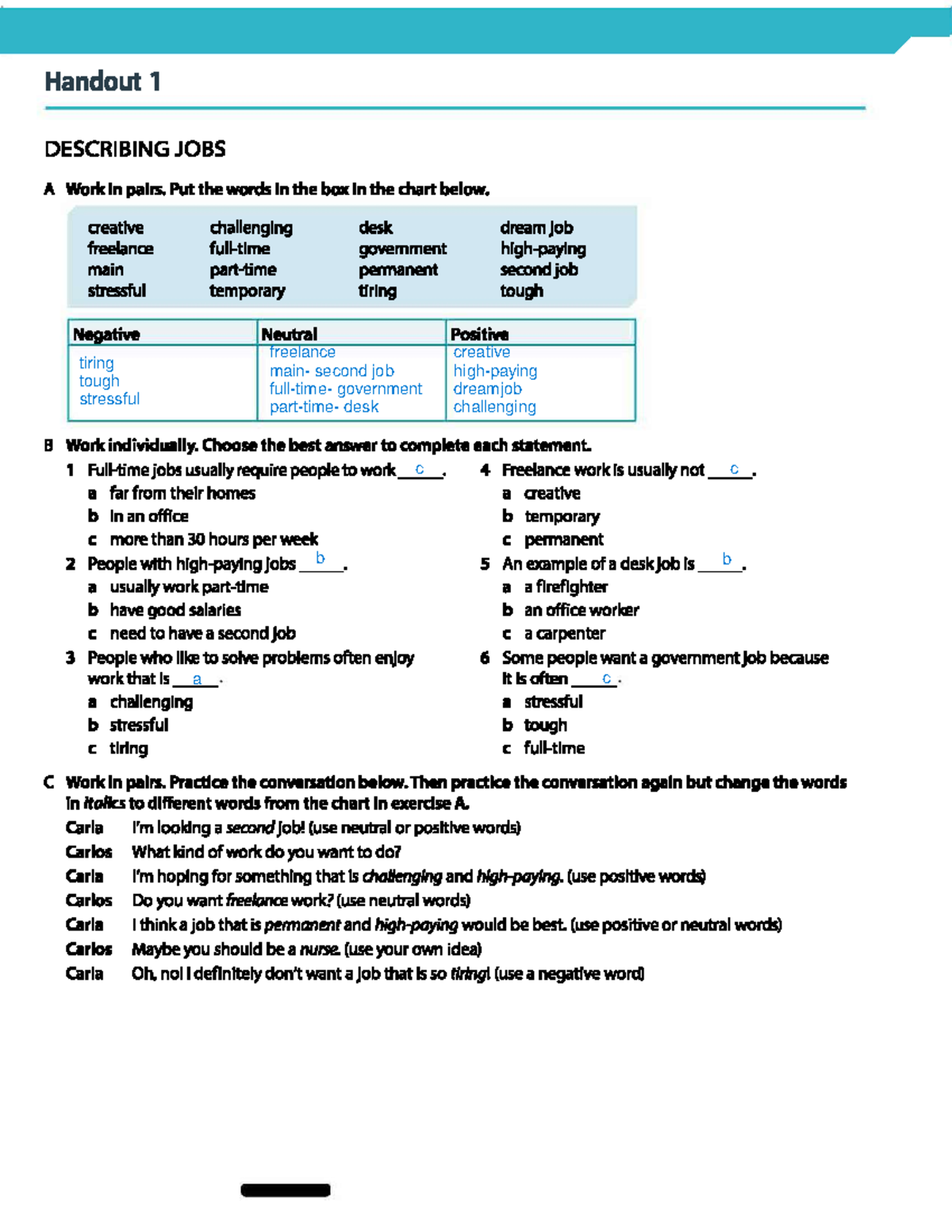BUS 2.0 Level 4 Lesson Plan 8 Handout 1,DSVG - Ingles general IV - Studocu