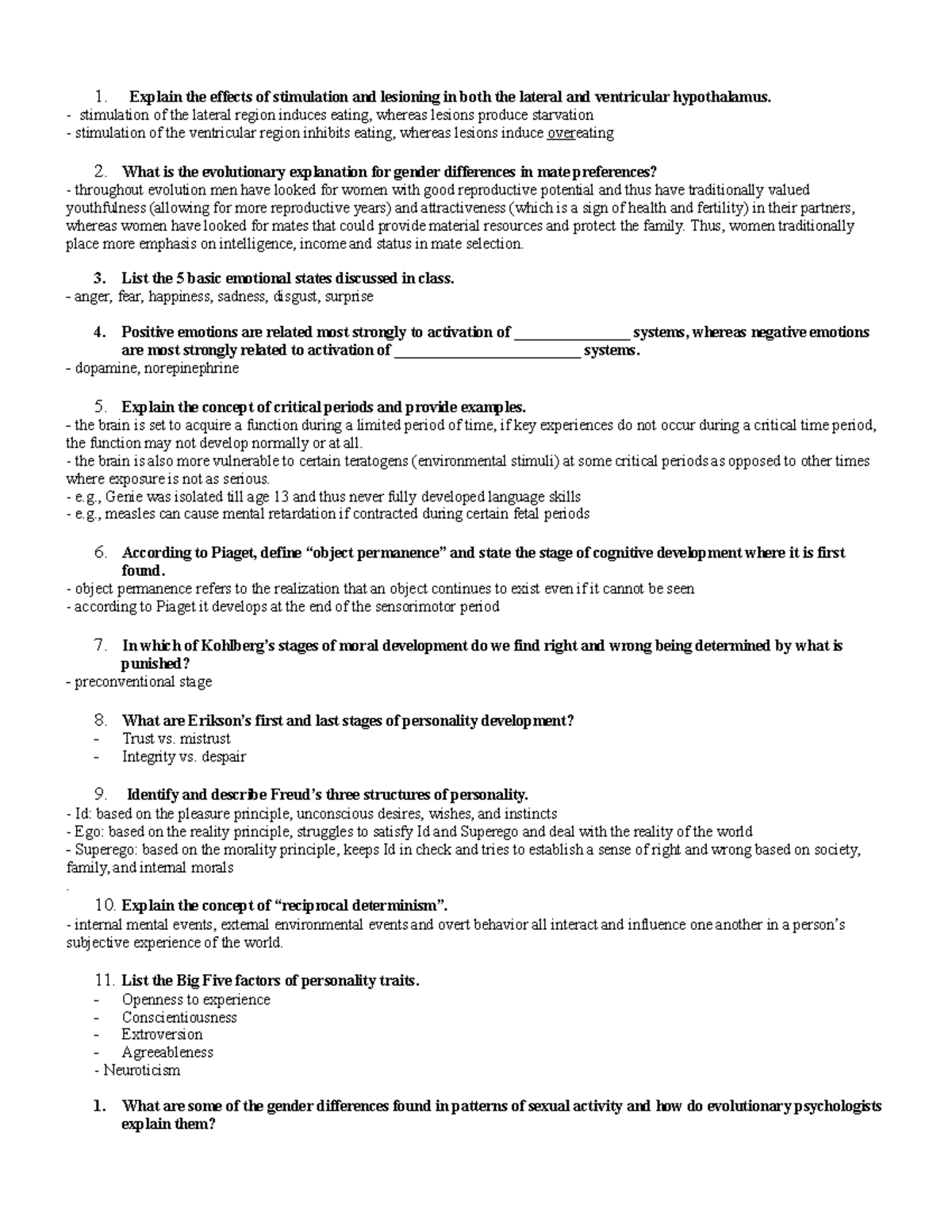 Test 4 2019, questions and answers - 1. Explain the effects of ...