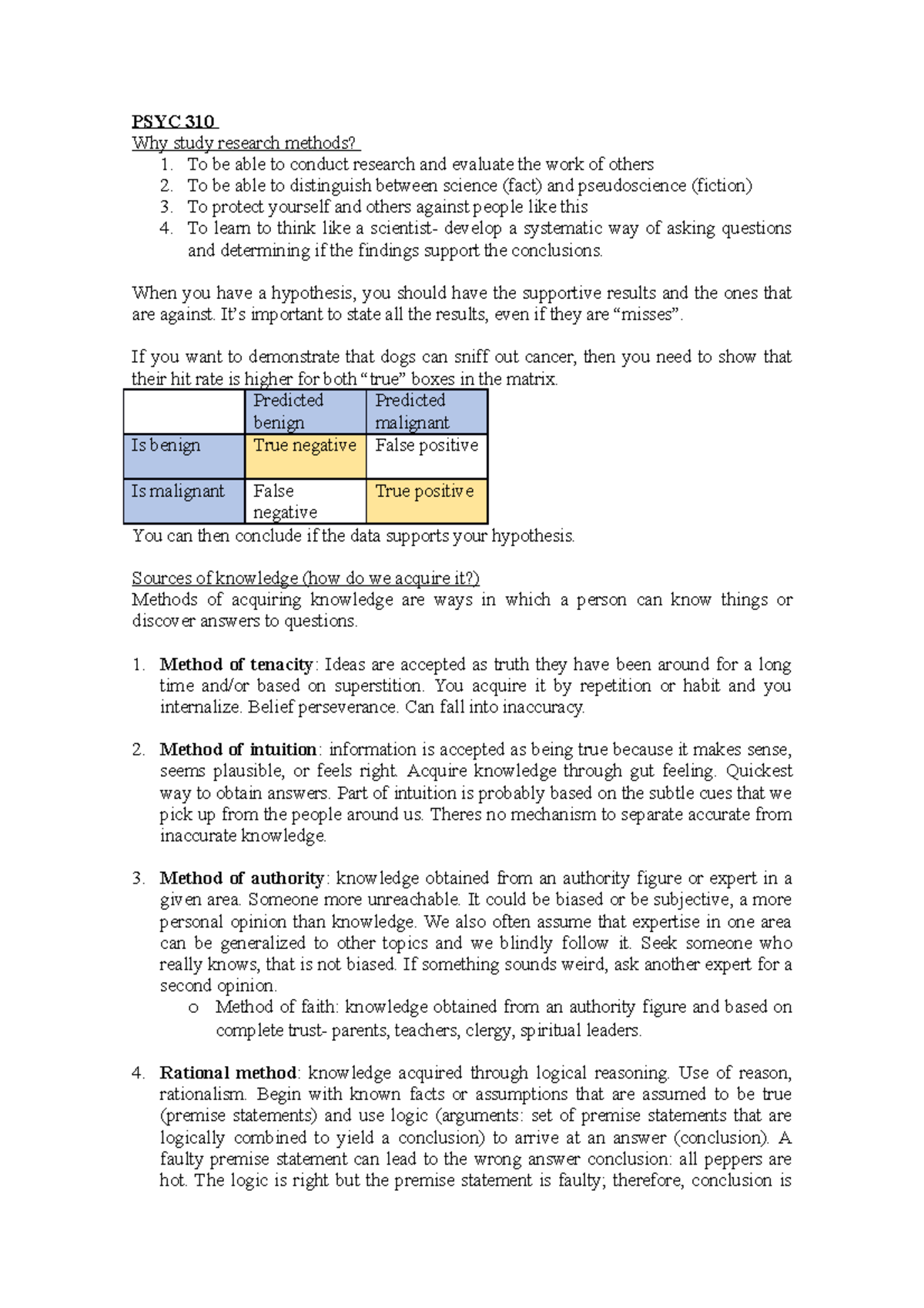 PSYC 310 - Fall 2022 - PSYC 310 Why study research methods? 1. To be ...