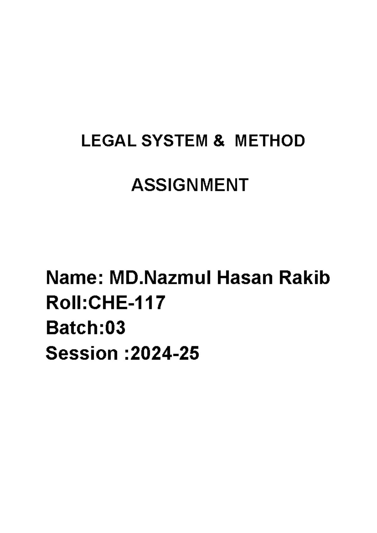 Legal System & Method - Assignment for LSM - LEGAL SYSTEM & METHOD ...