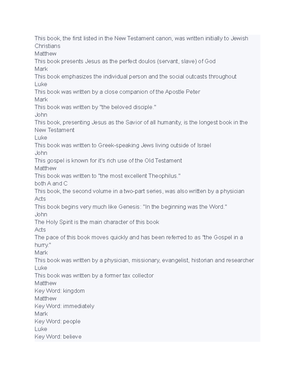 Bible 110 notes, professor storey - This book, the first listed in the ...