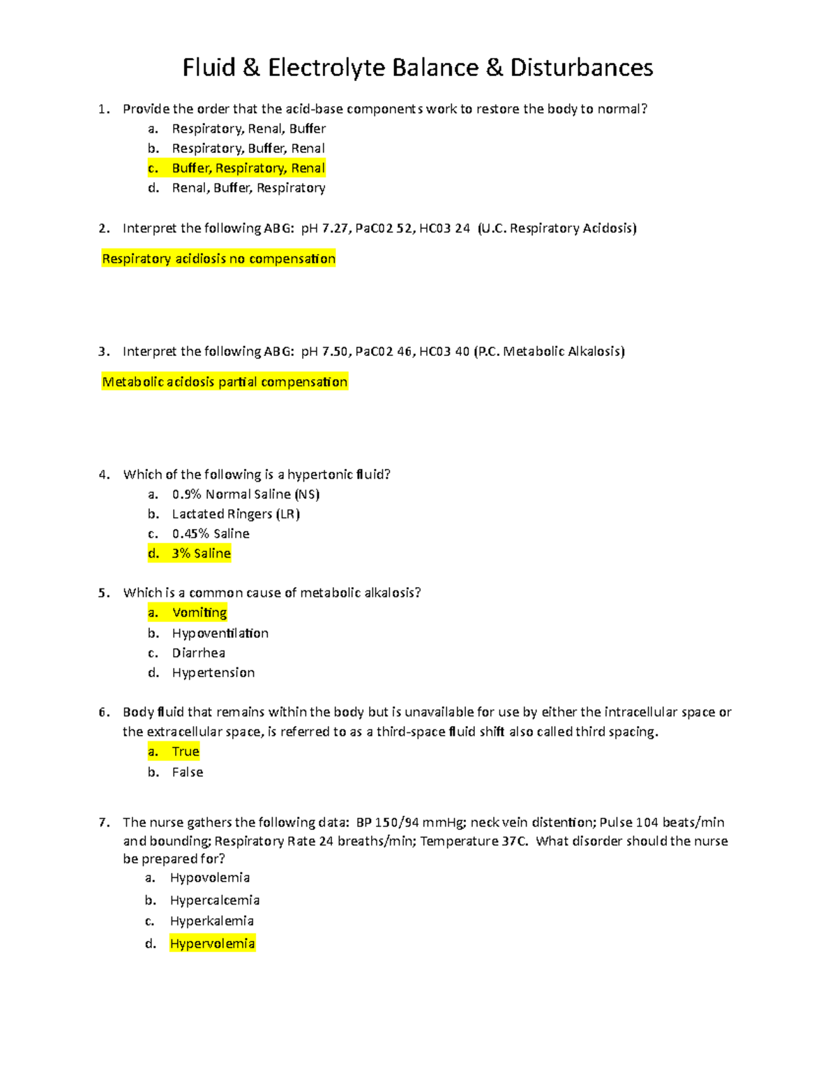 Fluid and Electrolytes Quiz ( Student)1 Fluid & Electrolyte Balance