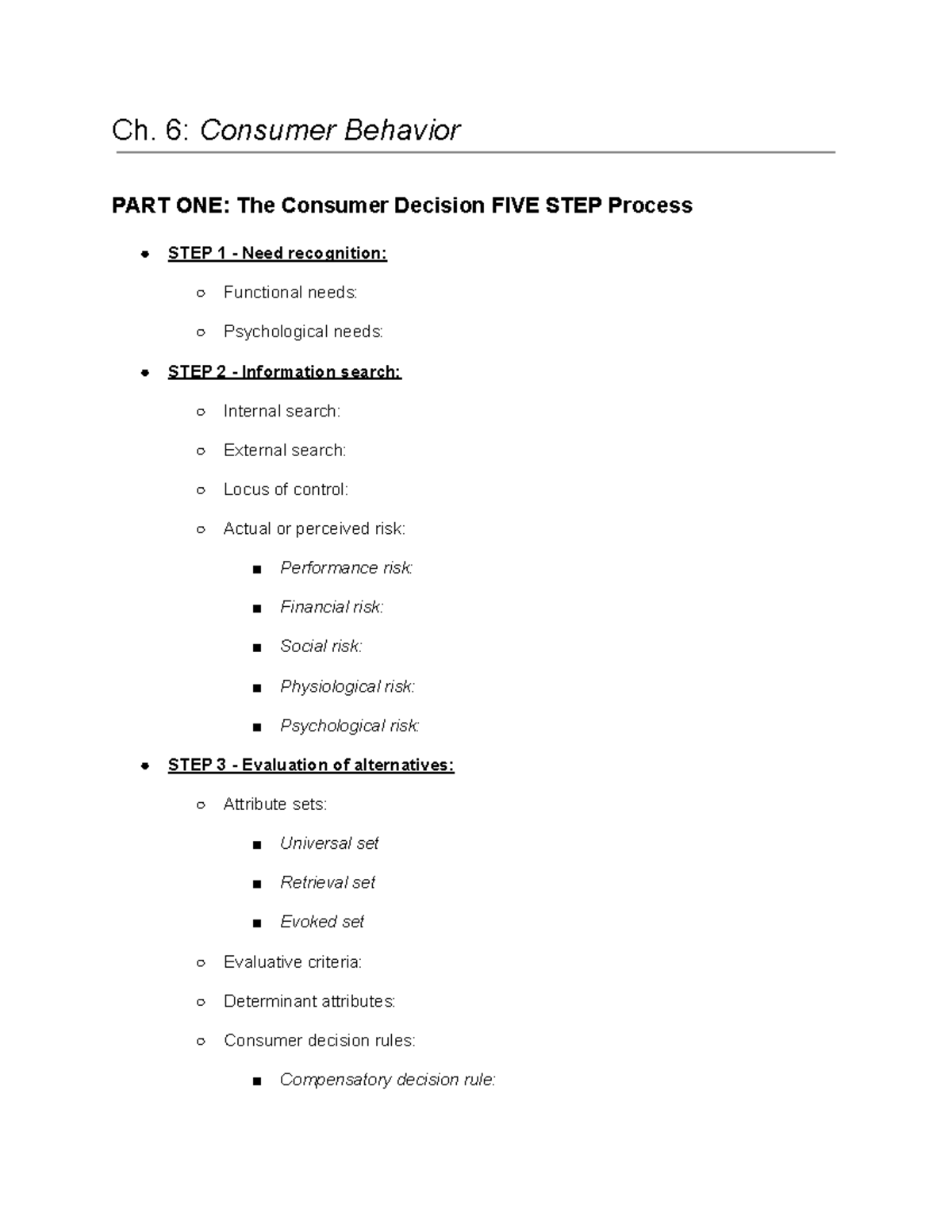 MAR 3023 Principles Of Marketing Ch 6 Outline University Of Central ...