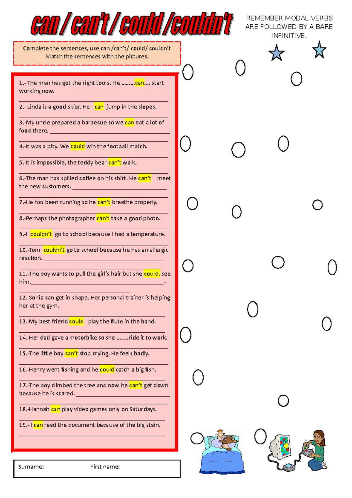 modals-worksheet-tarea-complete-the-sentences-use-can-can-t