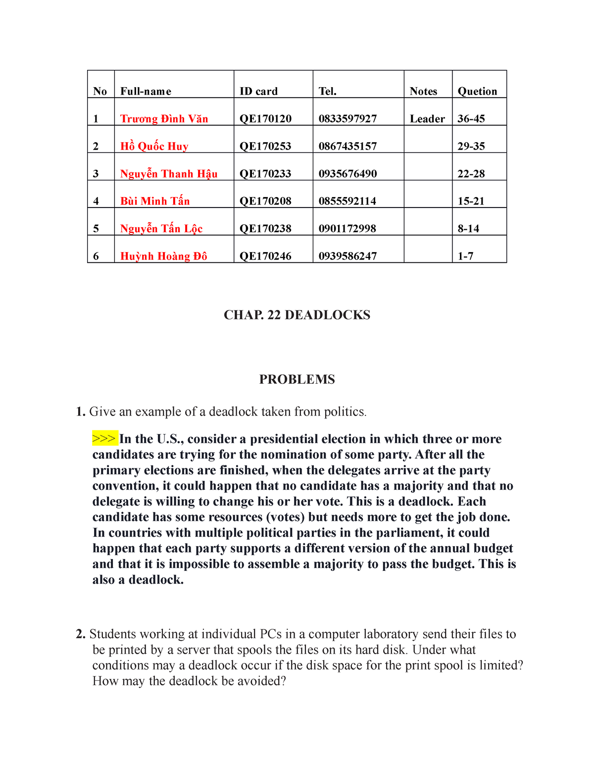 Chapter 6- Group 5- OSG202 - No Full-name ID Card Tel. Notes Quetion 1 ...