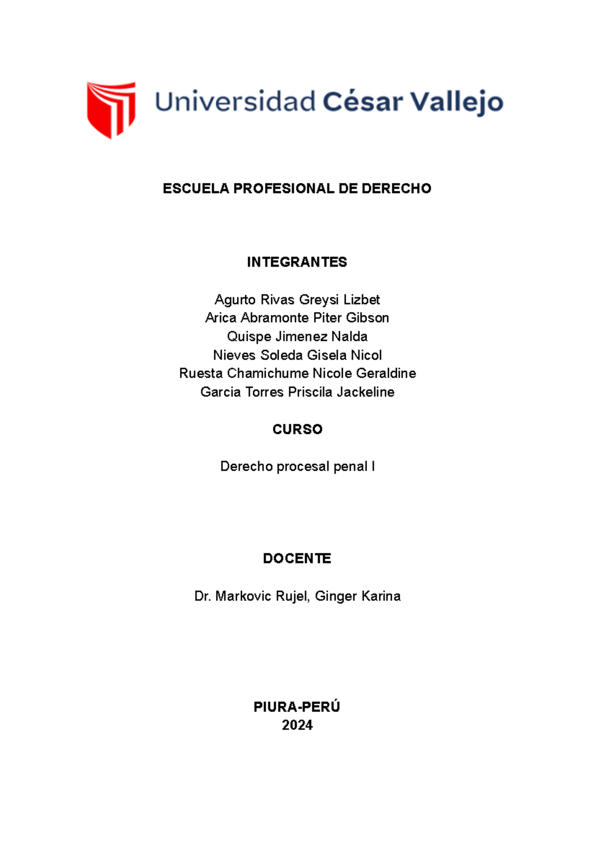 Procesal%20penal - Penal - ESCUELA PROFESIONAL DE DERECHO INTEGRANTES ...