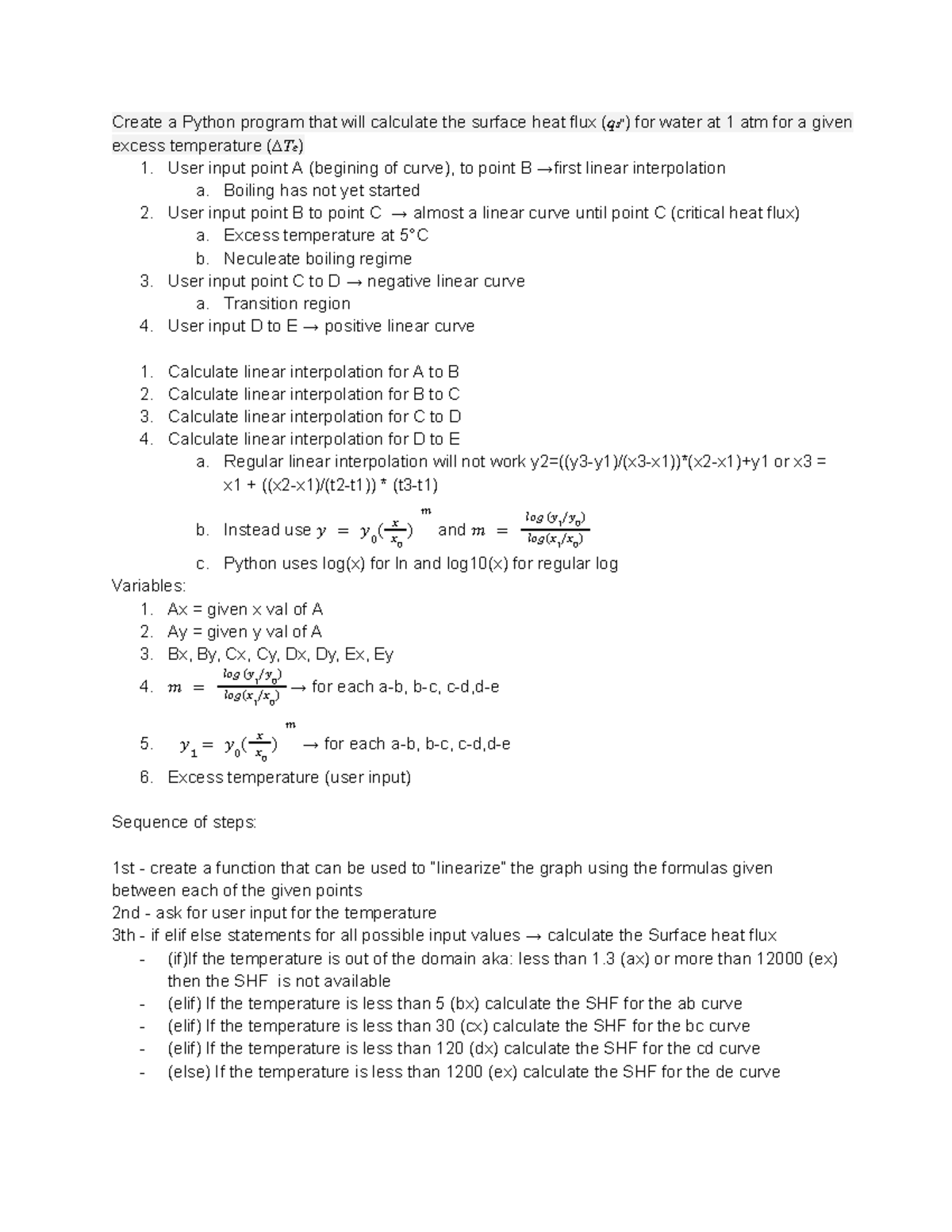 Boiling curve planning - Create a Python program that will calculate ... image.