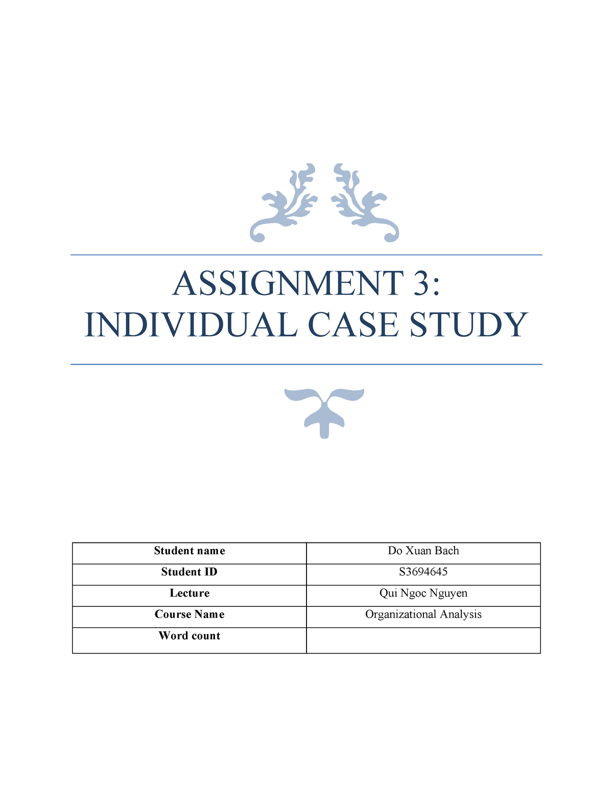 organisational analysis rmit assignment 2