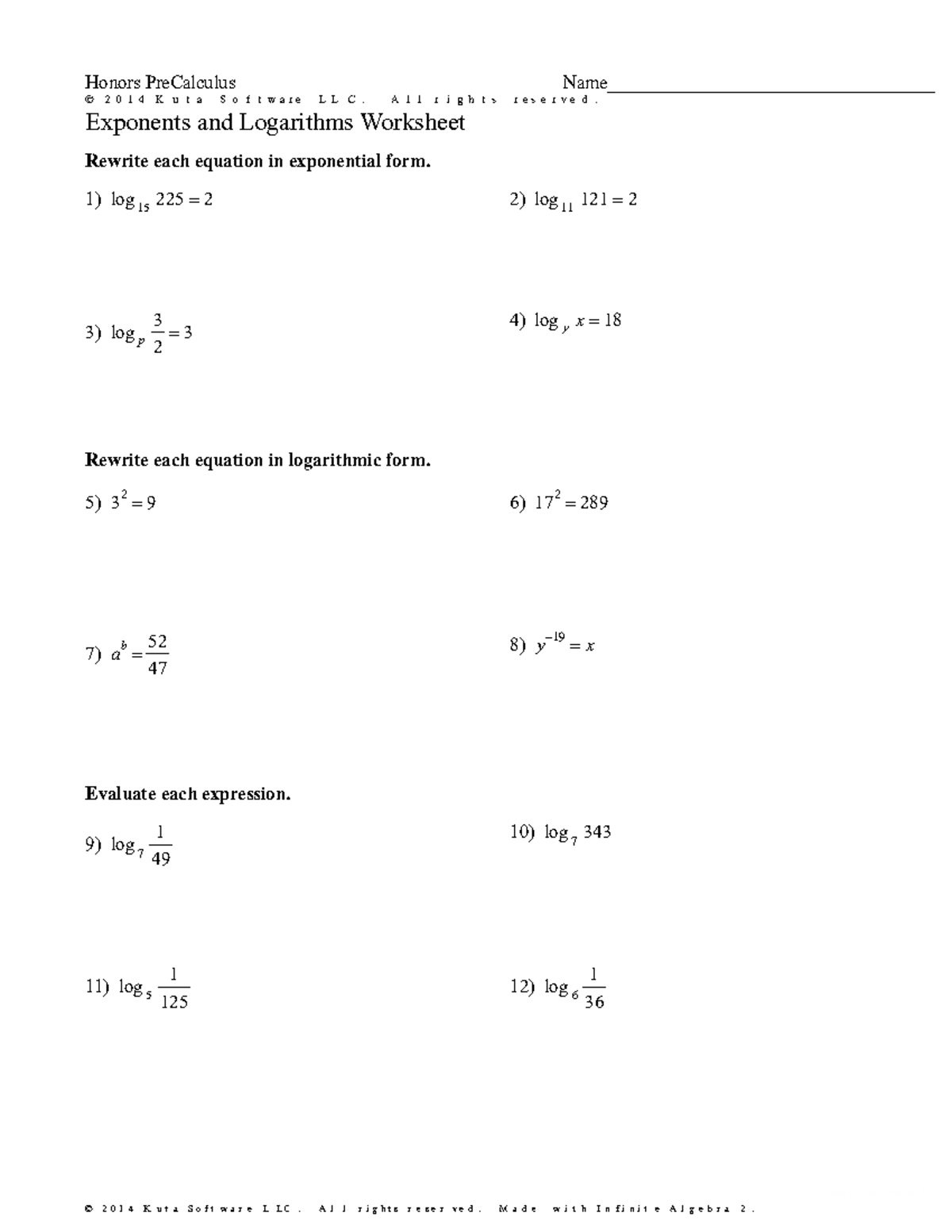 Exam 17 December 2011, questions and answers - Honors PreCalculus I2 ...