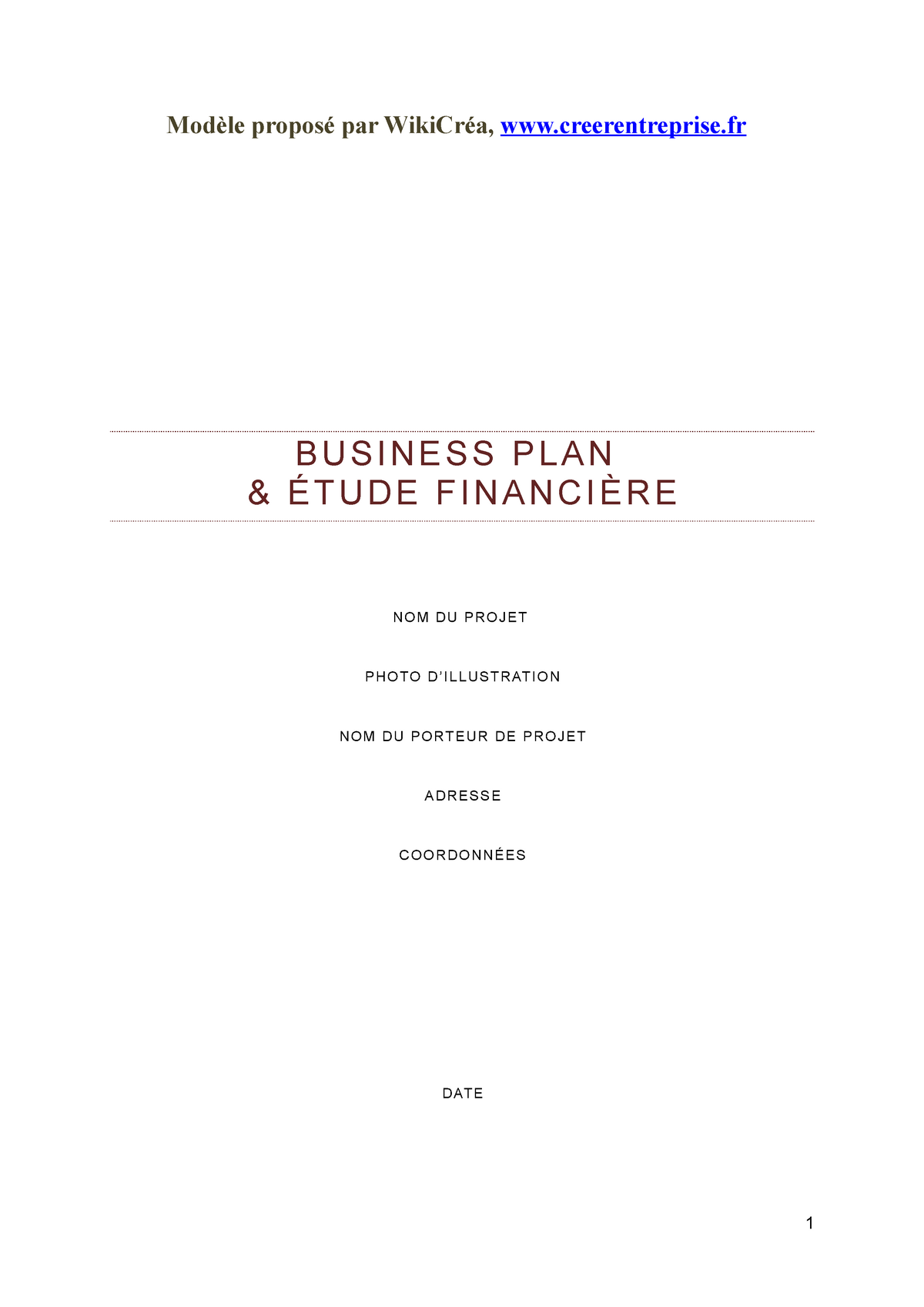 modele business plan wikicrea