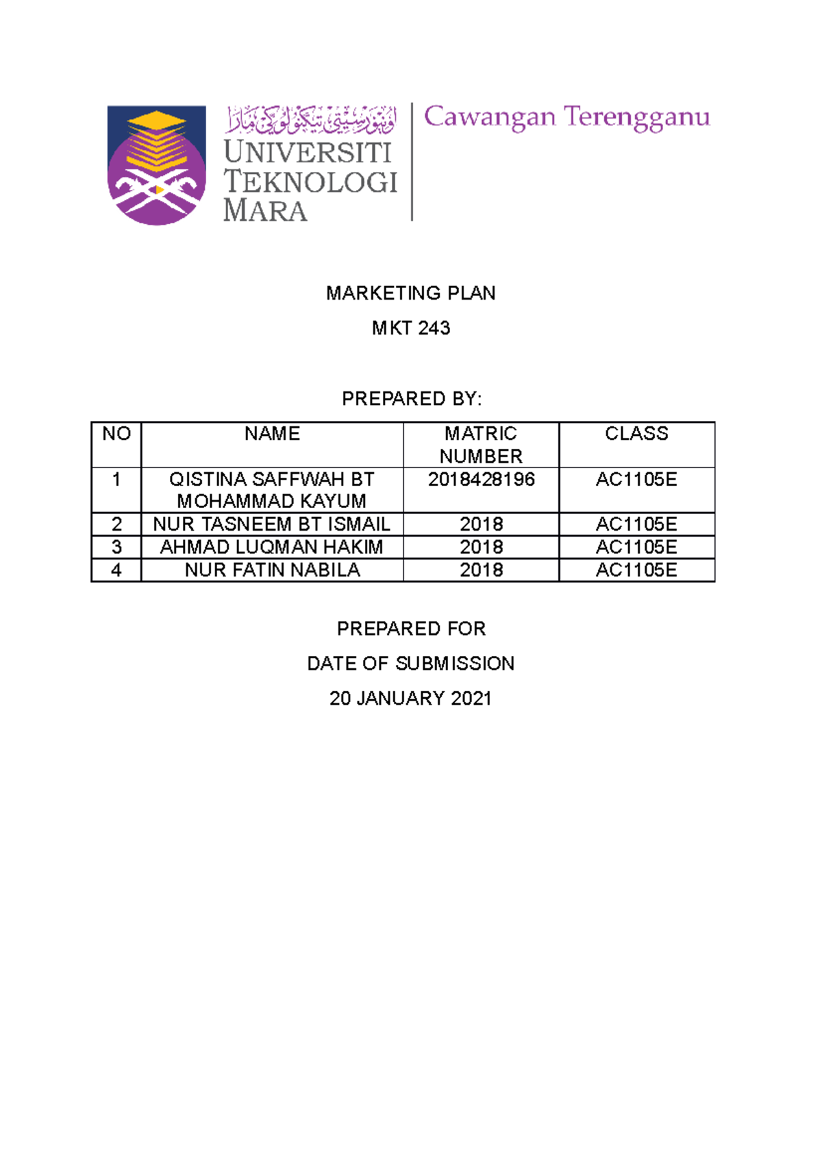 assignment group mkt558