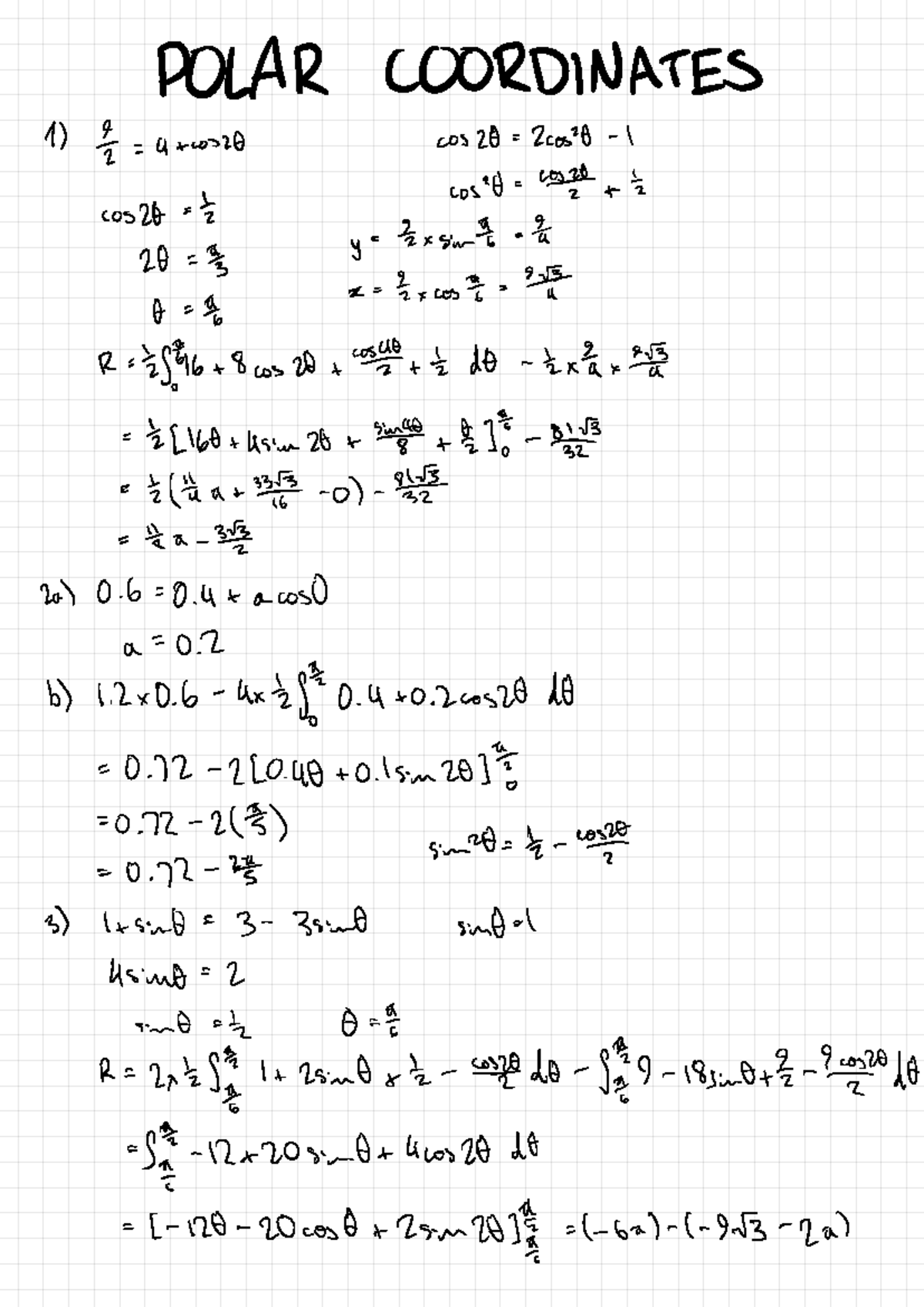 Polar Coordinates Worksheet 3-4 Dec 23 - POLAR COORDINATES 1) E = 4 ...