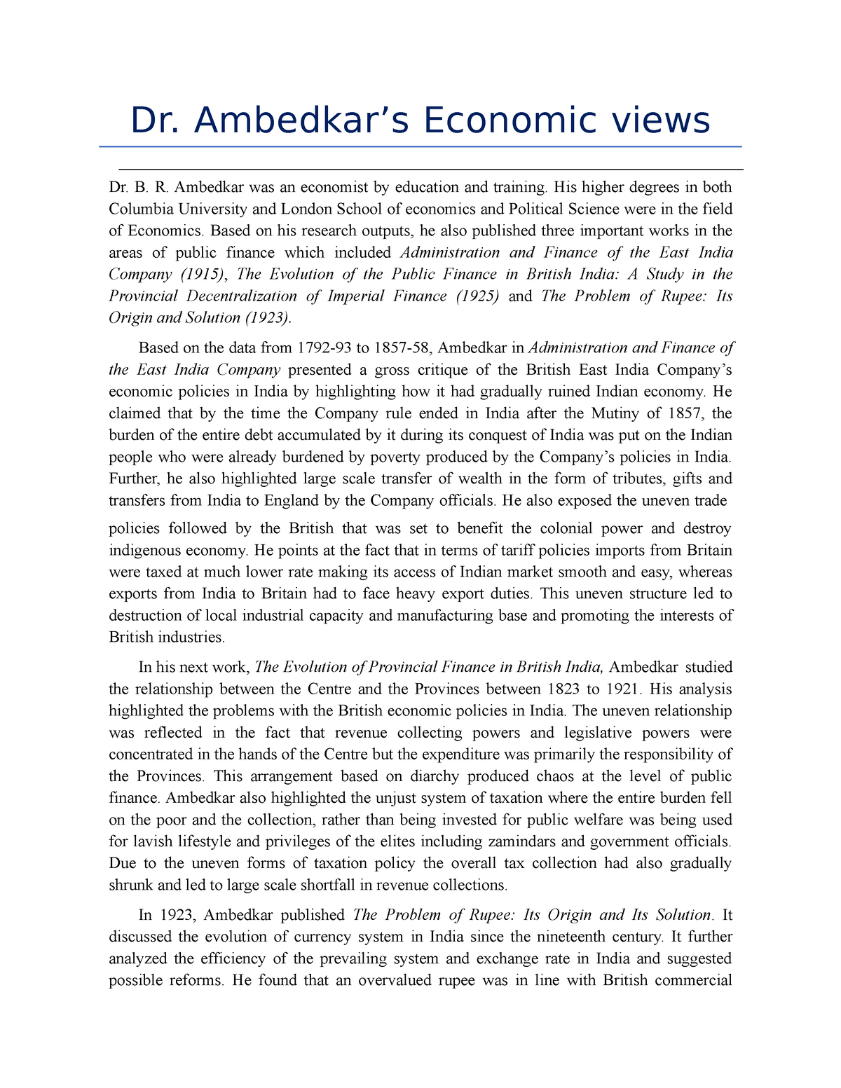 dr br ambedkar thesis london school of economics title