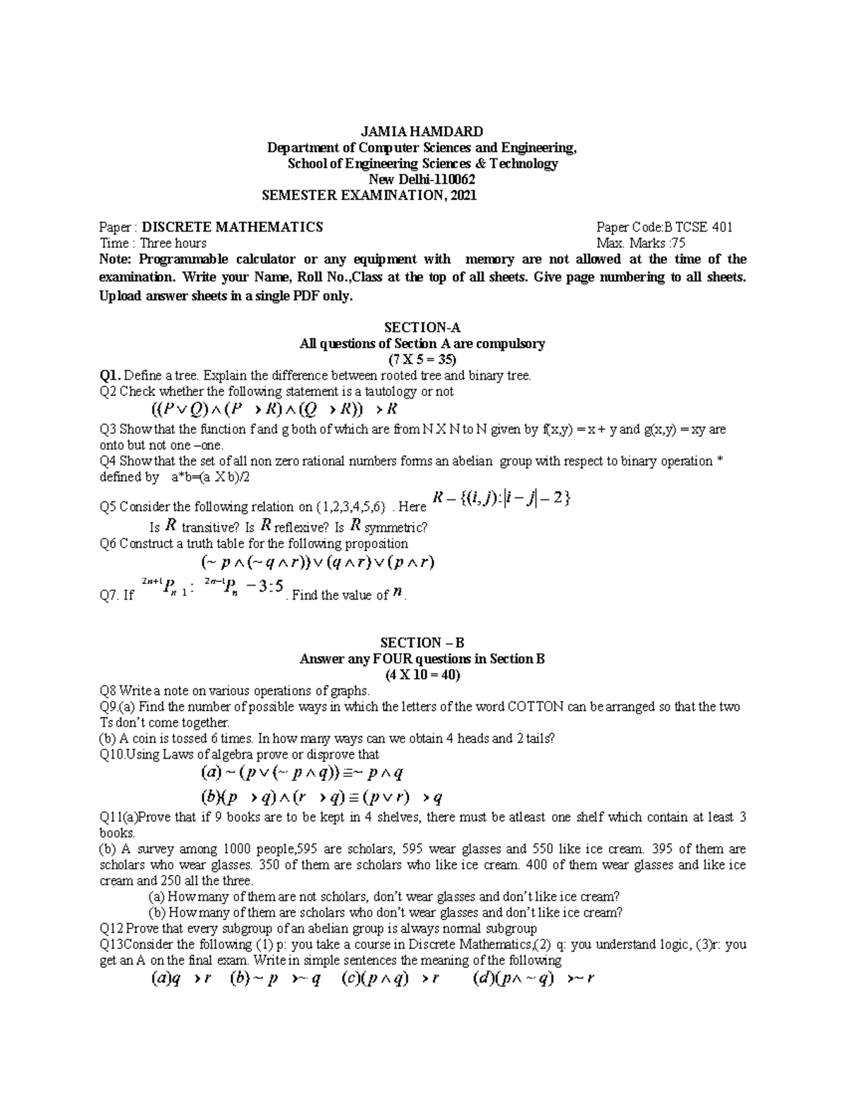 Btcse-401 2021 - precise notes for universty students - JAMIA HAMDARD ...