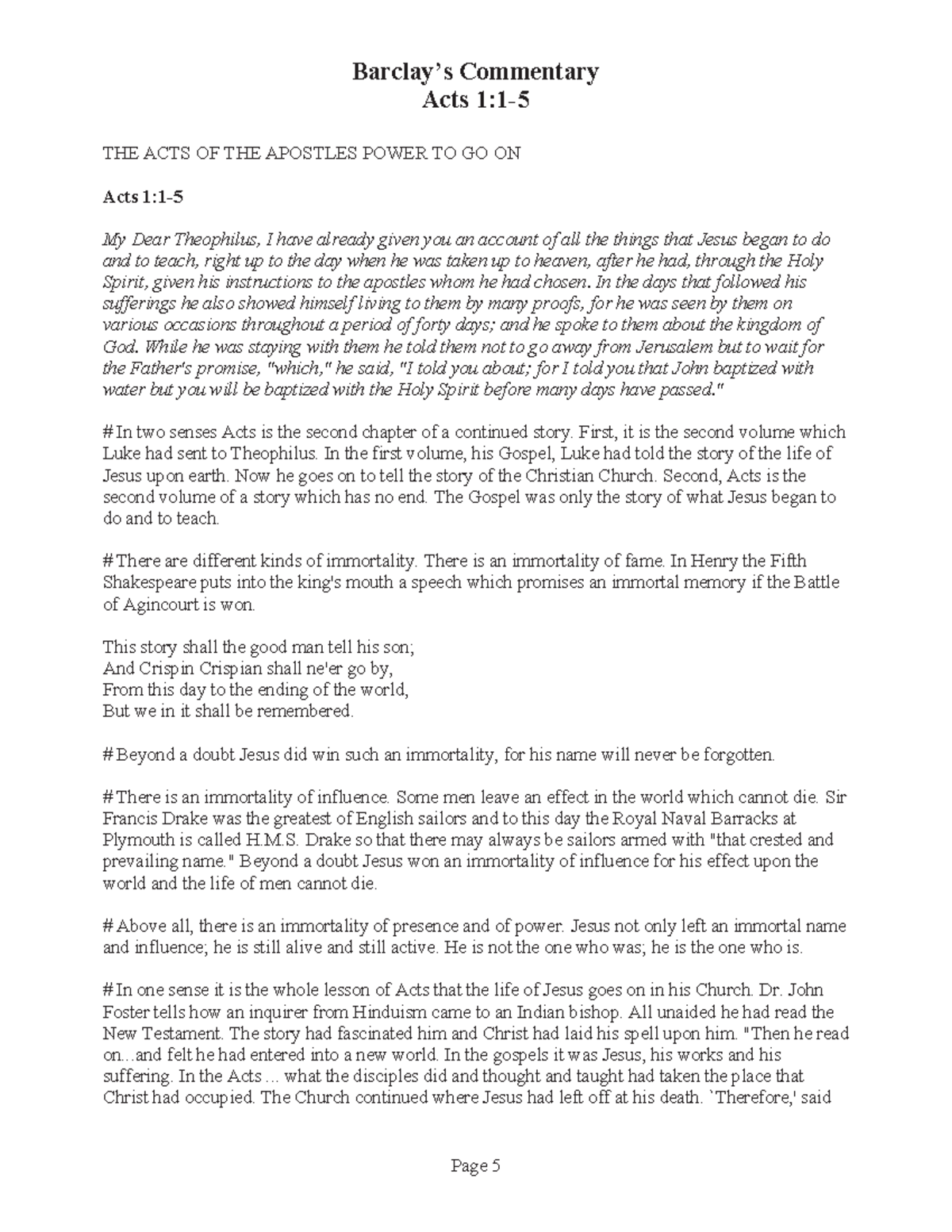 Acts Ch1 Bible Study Notes - Acts 1:1- THE ACTS OF THE APOSTLES POWER ...