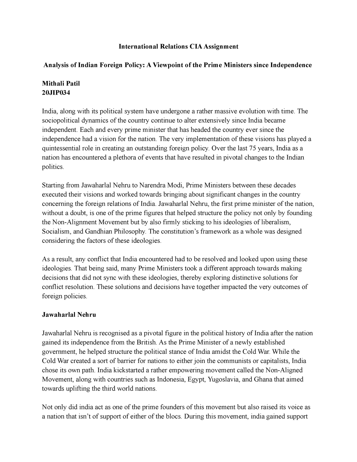 international relations assignment pdf