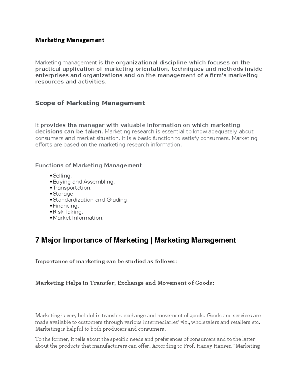 Document marketing - Lecture notes - Marketing Management Marketing ...