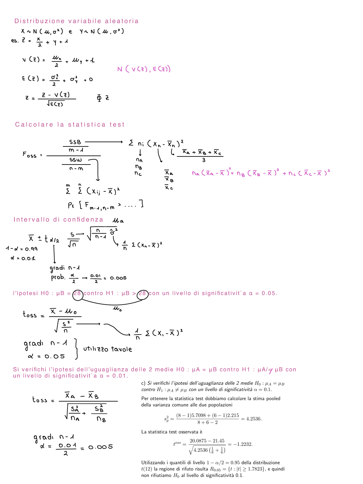 Esercizi statistica formule - D i s t r i b u z i o n e v a r i a b i l ...