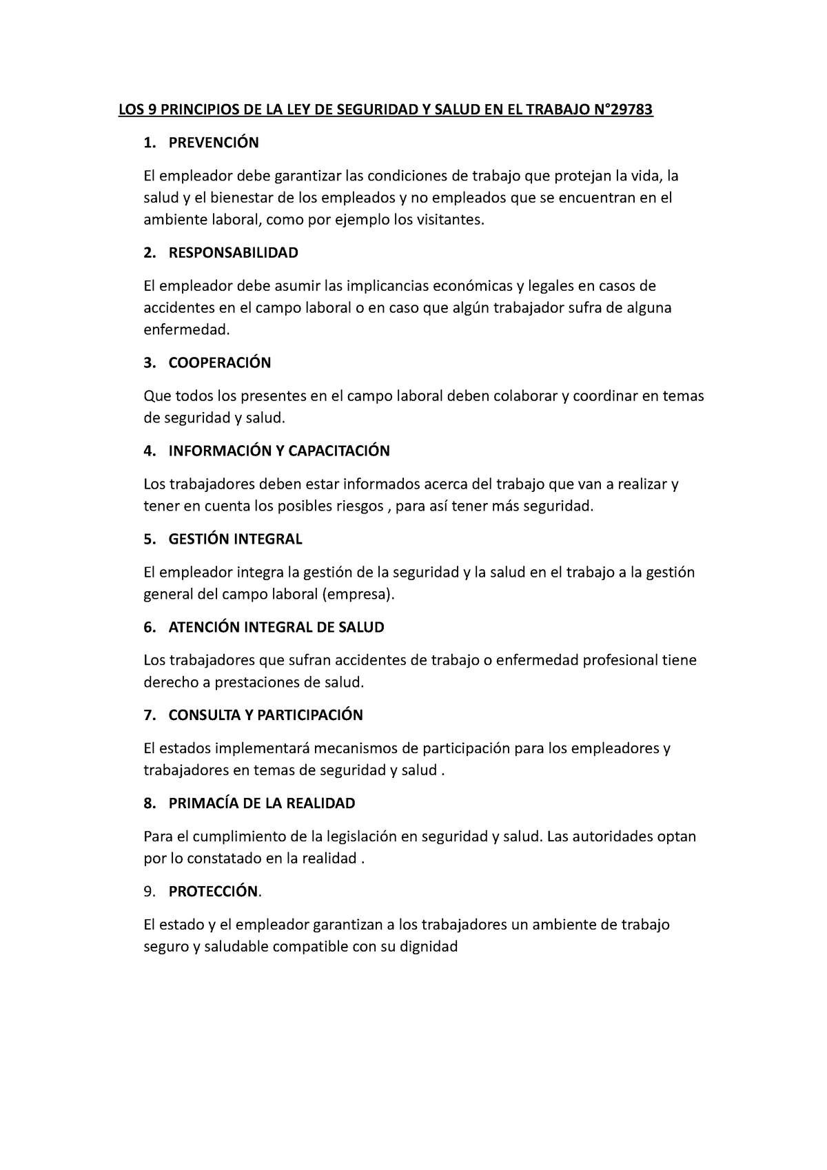 Ley 29783 - Mecánica - LOS 9 PRINCIPIOS DE LA LEY DE SEGURIDAD Y SALUD ...