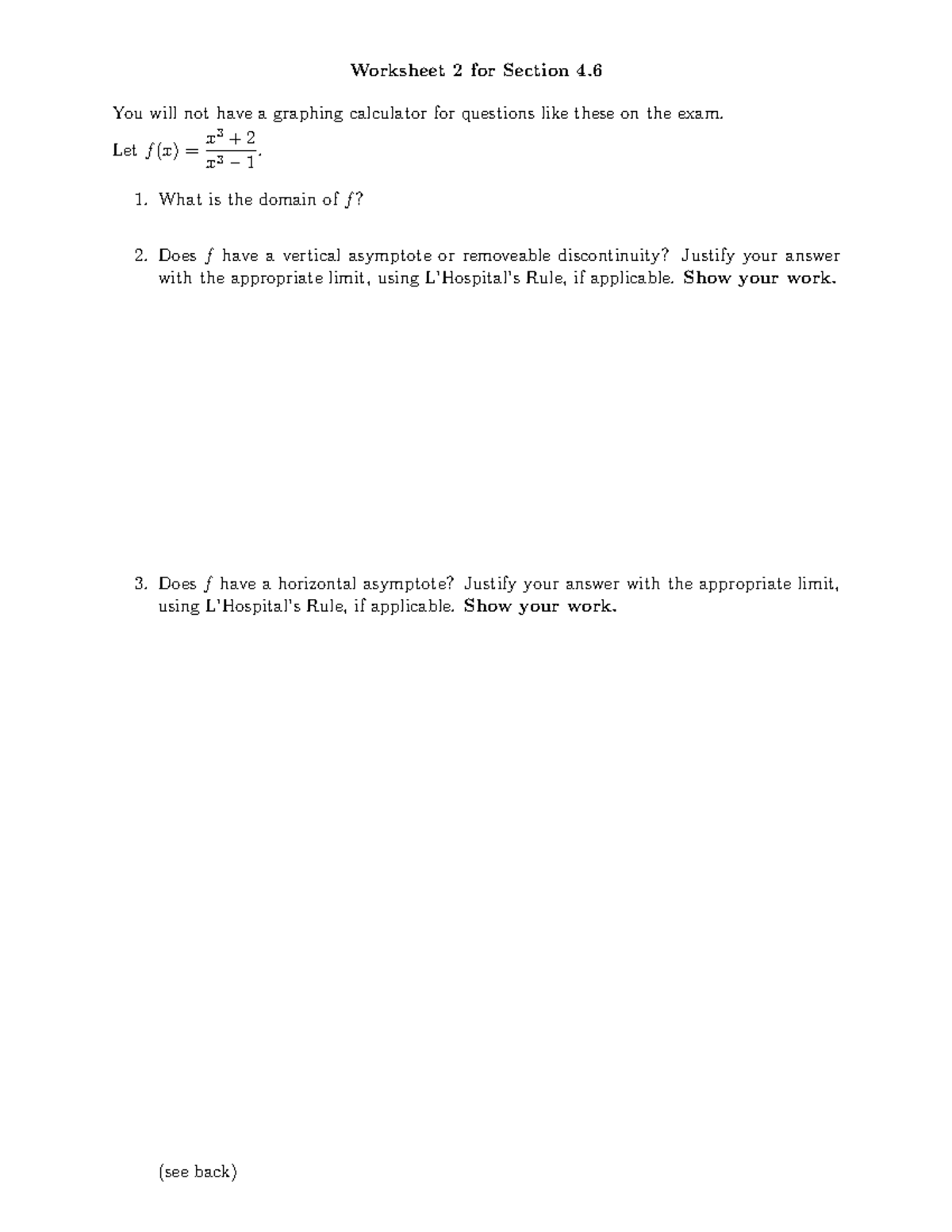 S23 worksheet 2 for 4 6 - Worksheet 2 for Section 4. You will not have ...