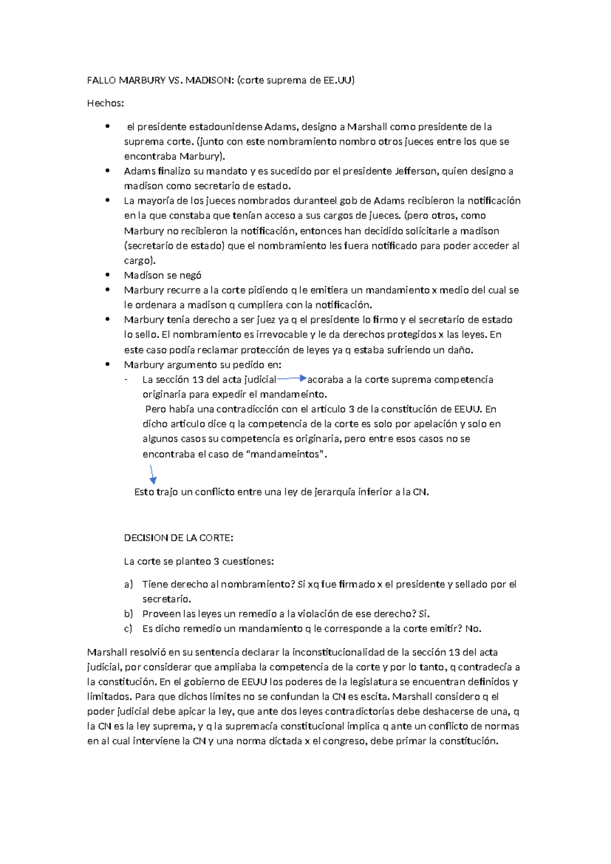 Fallo Marbury VS Madison - FALLO MARBURY VS. MADISON: (corte suprema de ...