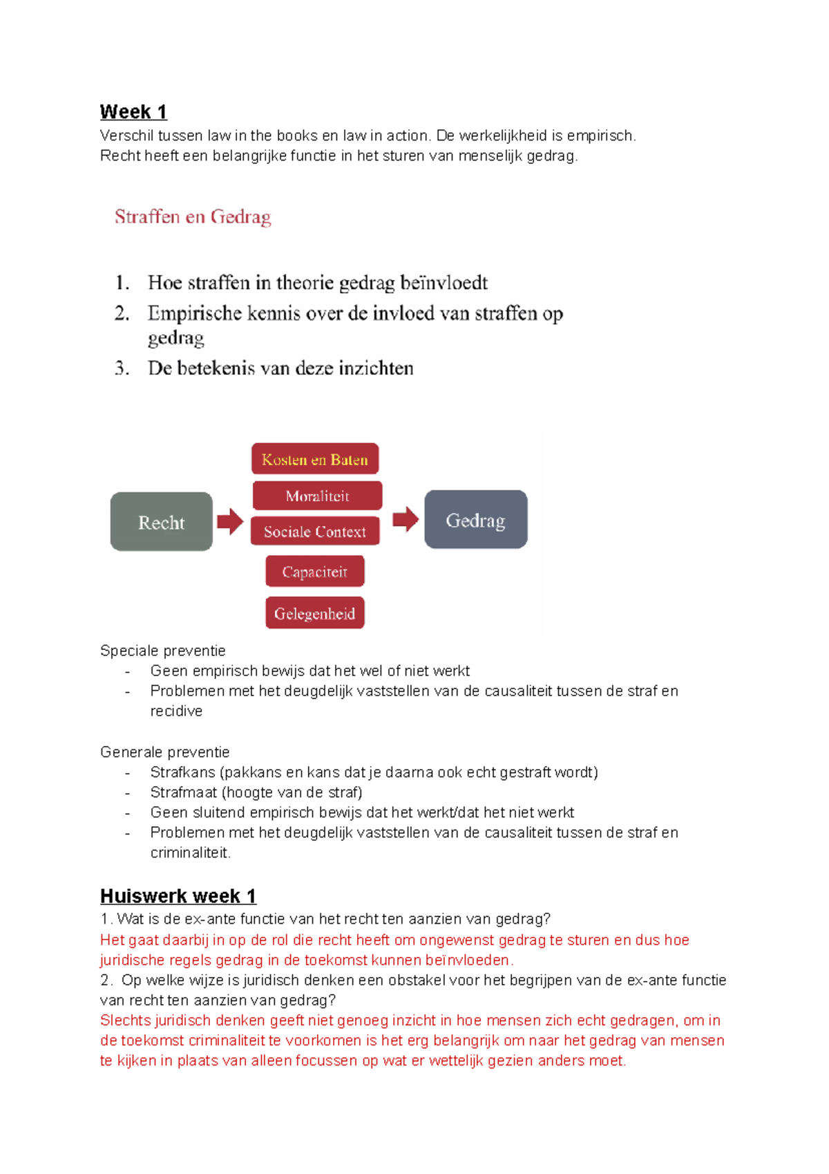 Recht En Menselijk Gedrag - Week 1 Verschil Tussen Law In The Books En ...