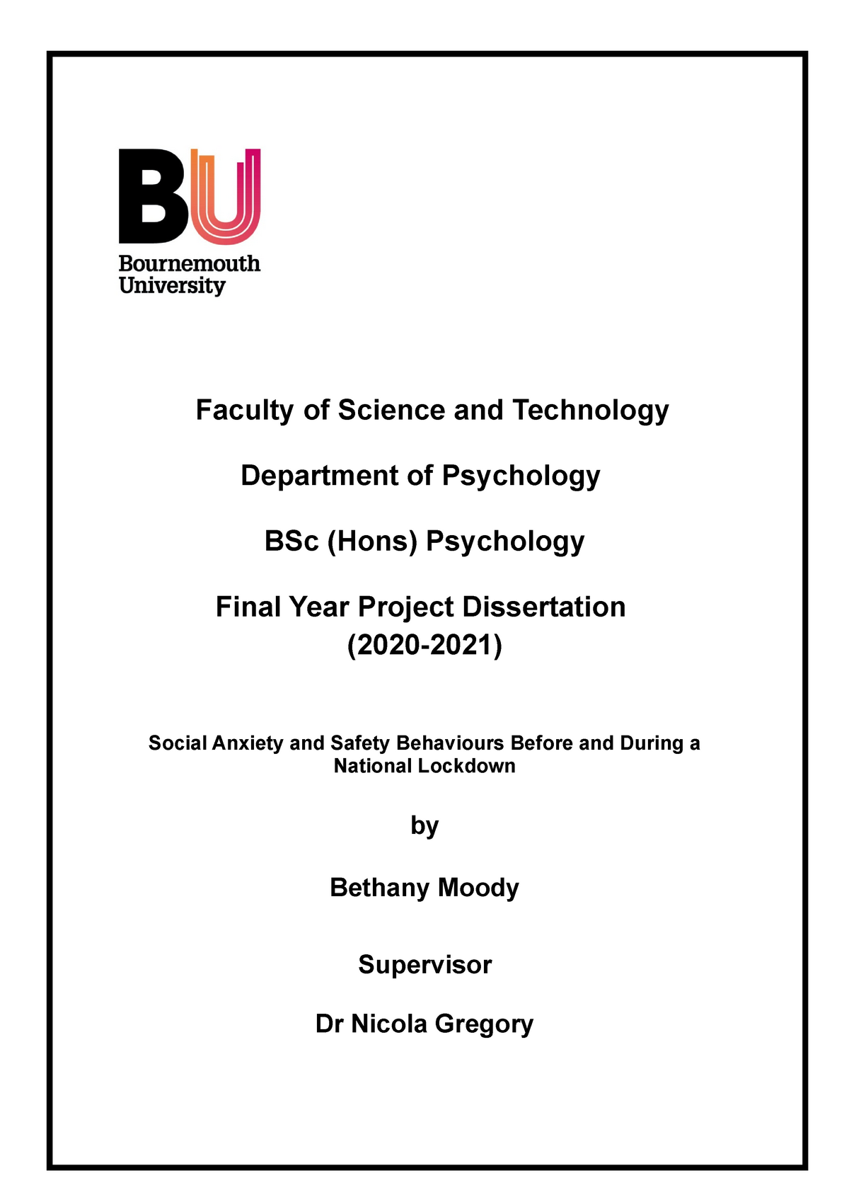 doctoral dissertation on psychiatry