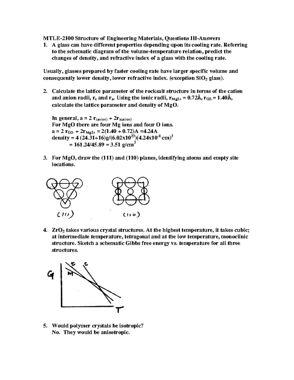 Structure homework MTLE2100 Structure of Engineering Materials
